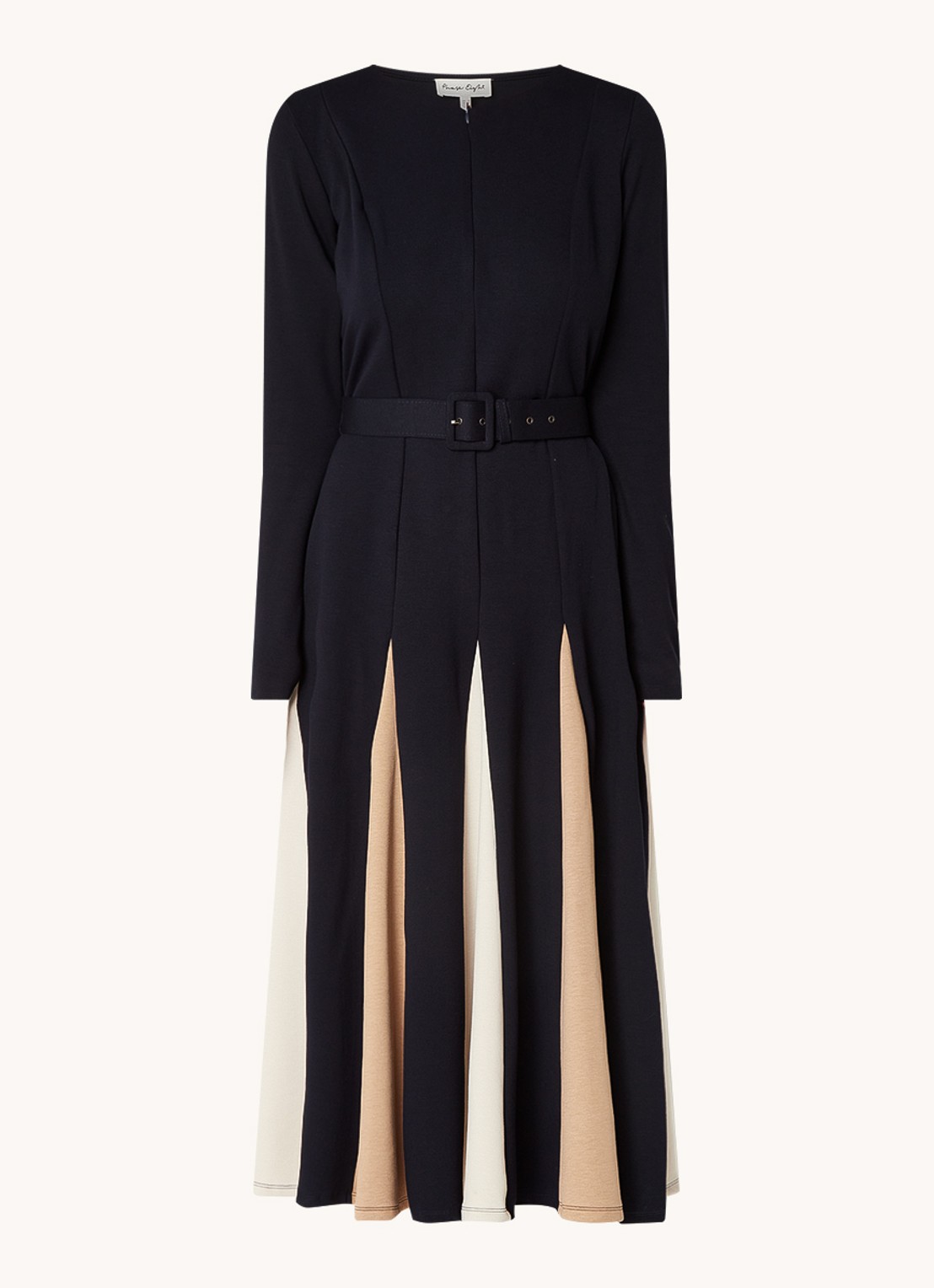 Phase Eight Paula midi jurk met ceintuur - voorkant 5 donkerblauw