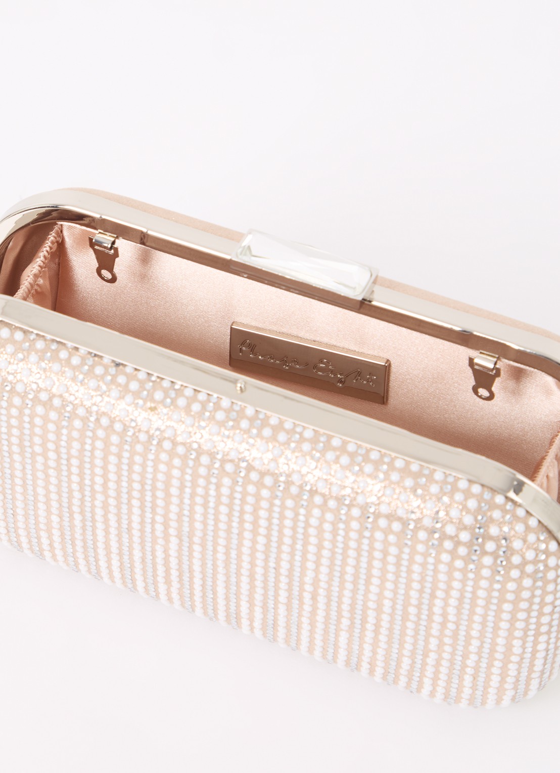 Phase Eight Pearl clutch met strass en afneembare schouderriem - detail 2 creme