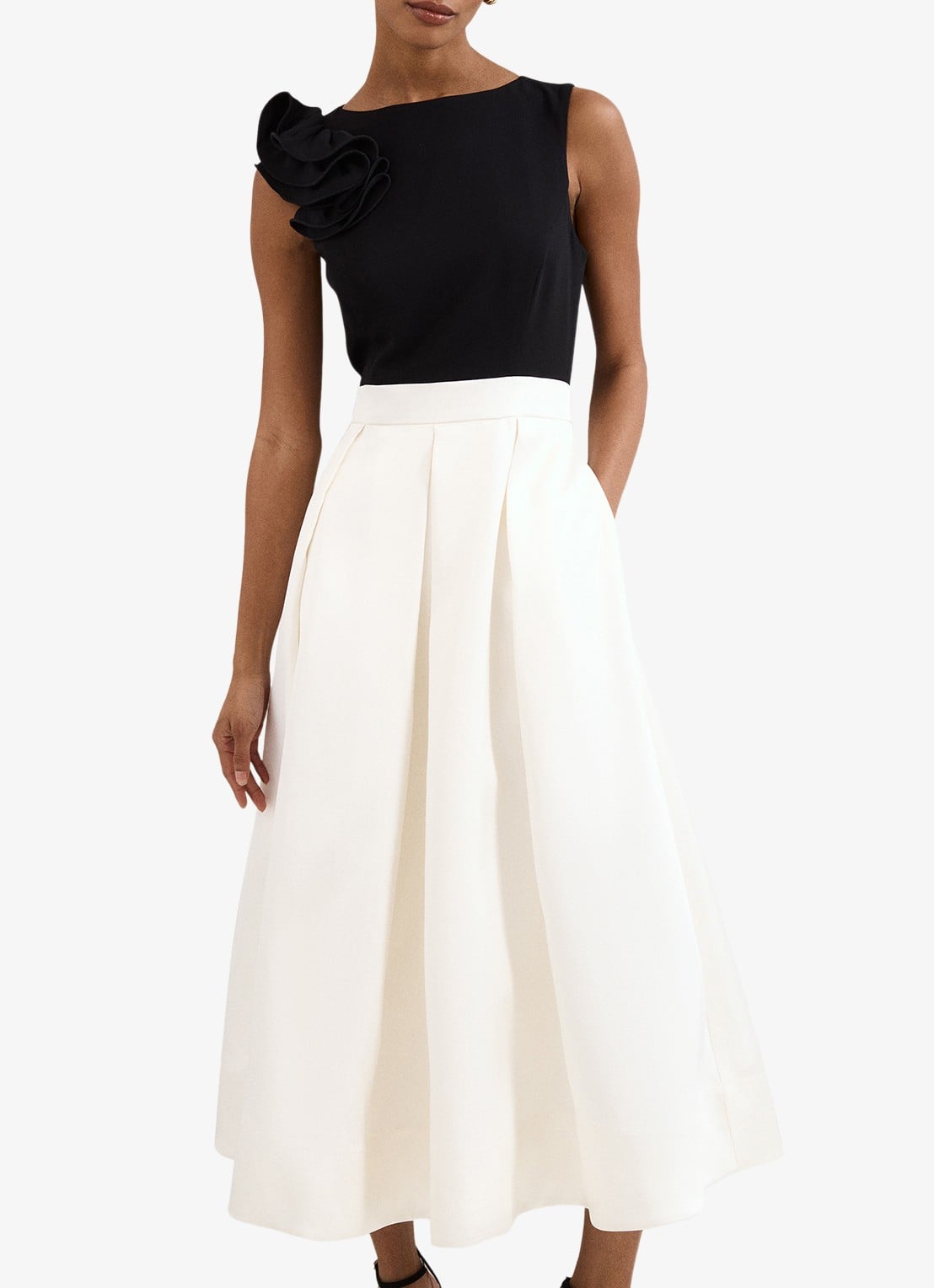 Phase Eight Perla midi jurk met steekzakken - detail 4 zwart