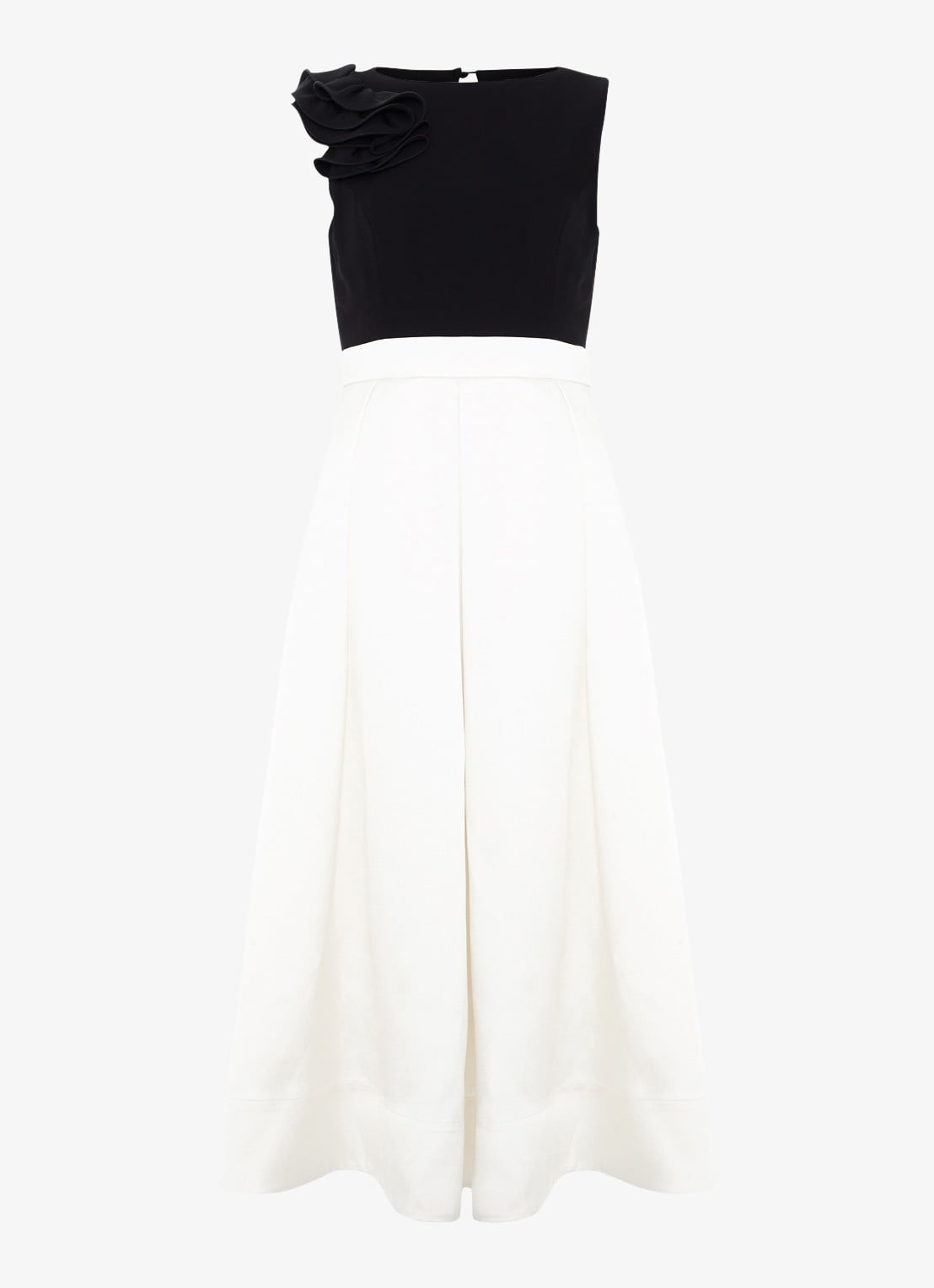 Phase Eight Perla midi jurk met steekzakken - voorkant 2 zwart