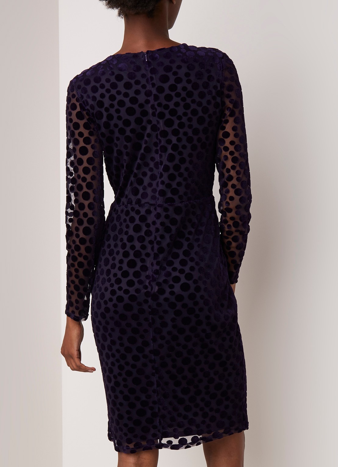 Phase Eight Perrie midi jurk met overslag - achterkant aubergine