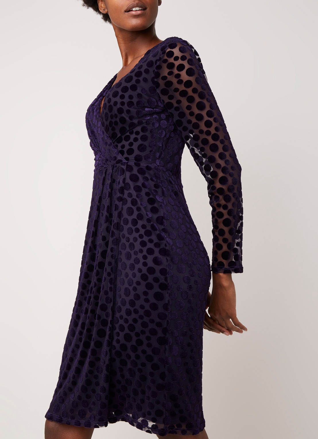 Phase Eight Perrie midi jurk met overslag - detail 2 aubergine