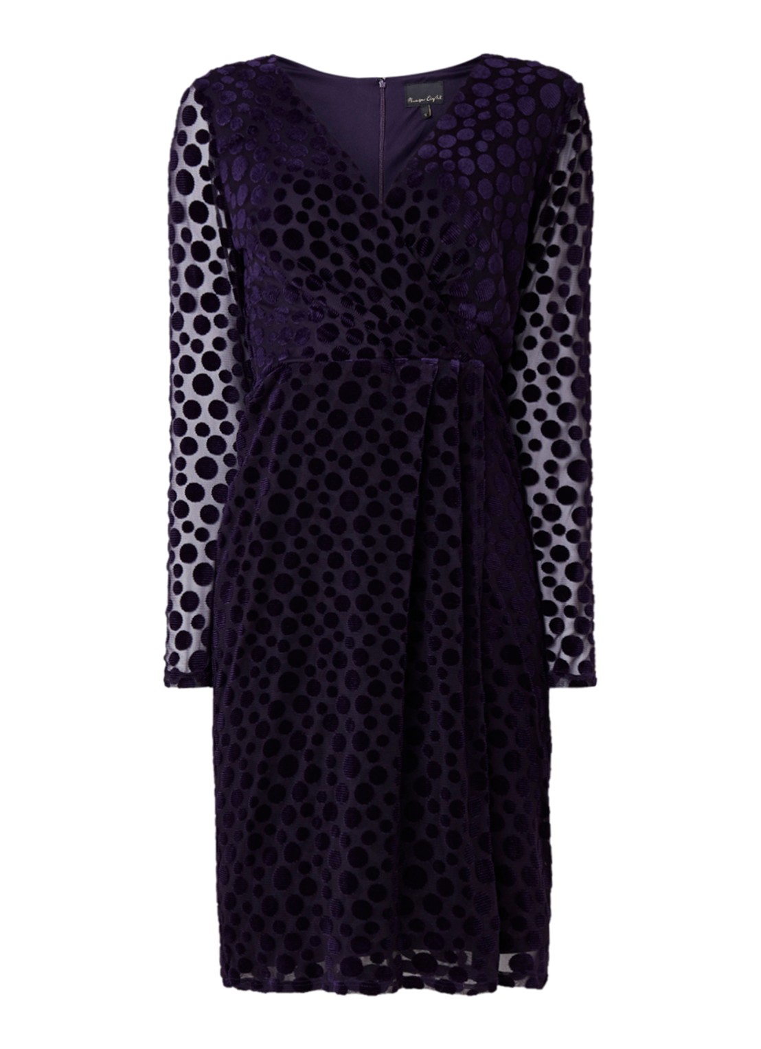 Phase Eight Perrie midi jurk met overslag - voorkant 3 aubergine