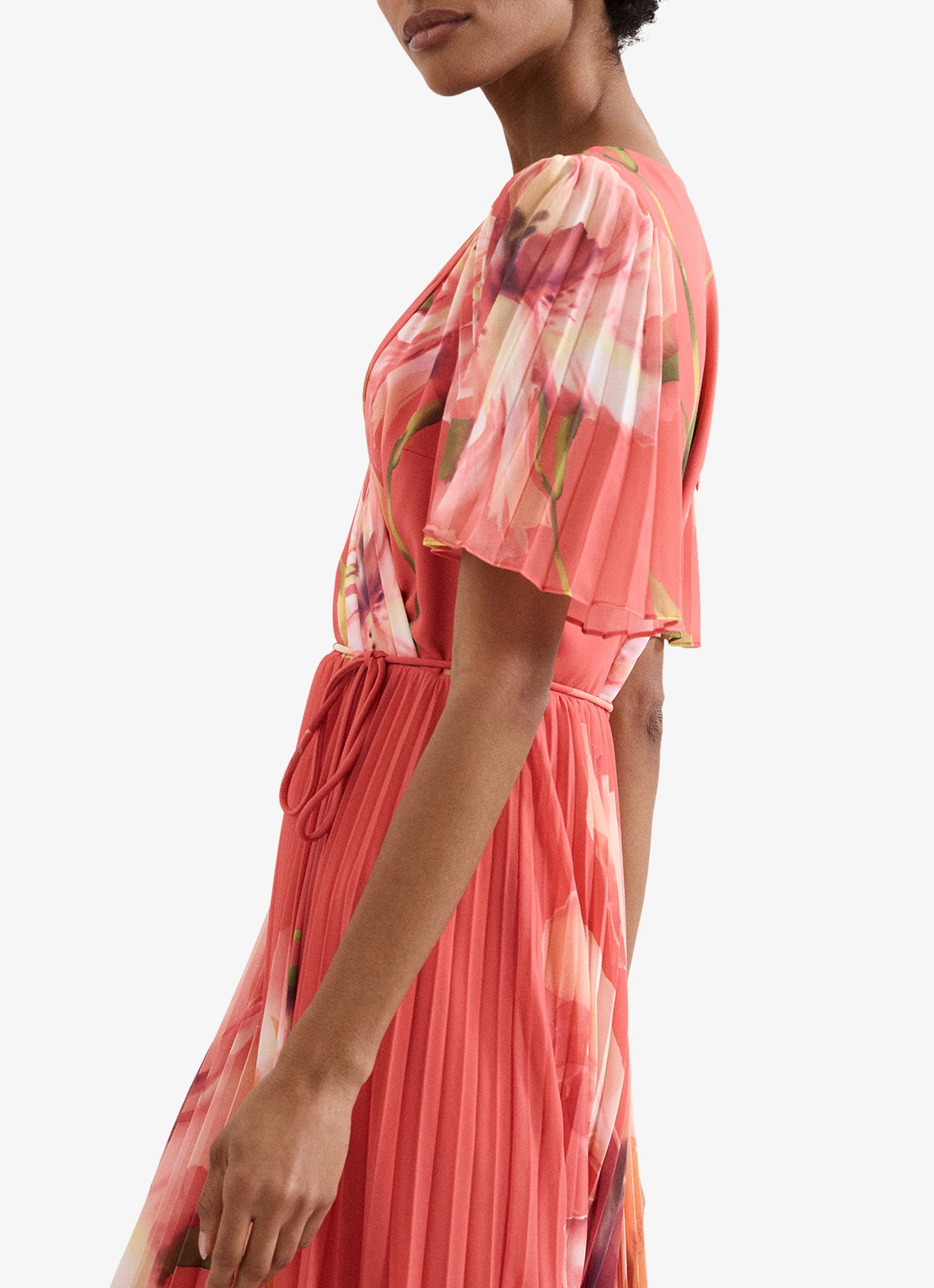 Phase Eight Petite Abigail maxi jurk met plooien en vlindermouw - detail 6 oranje