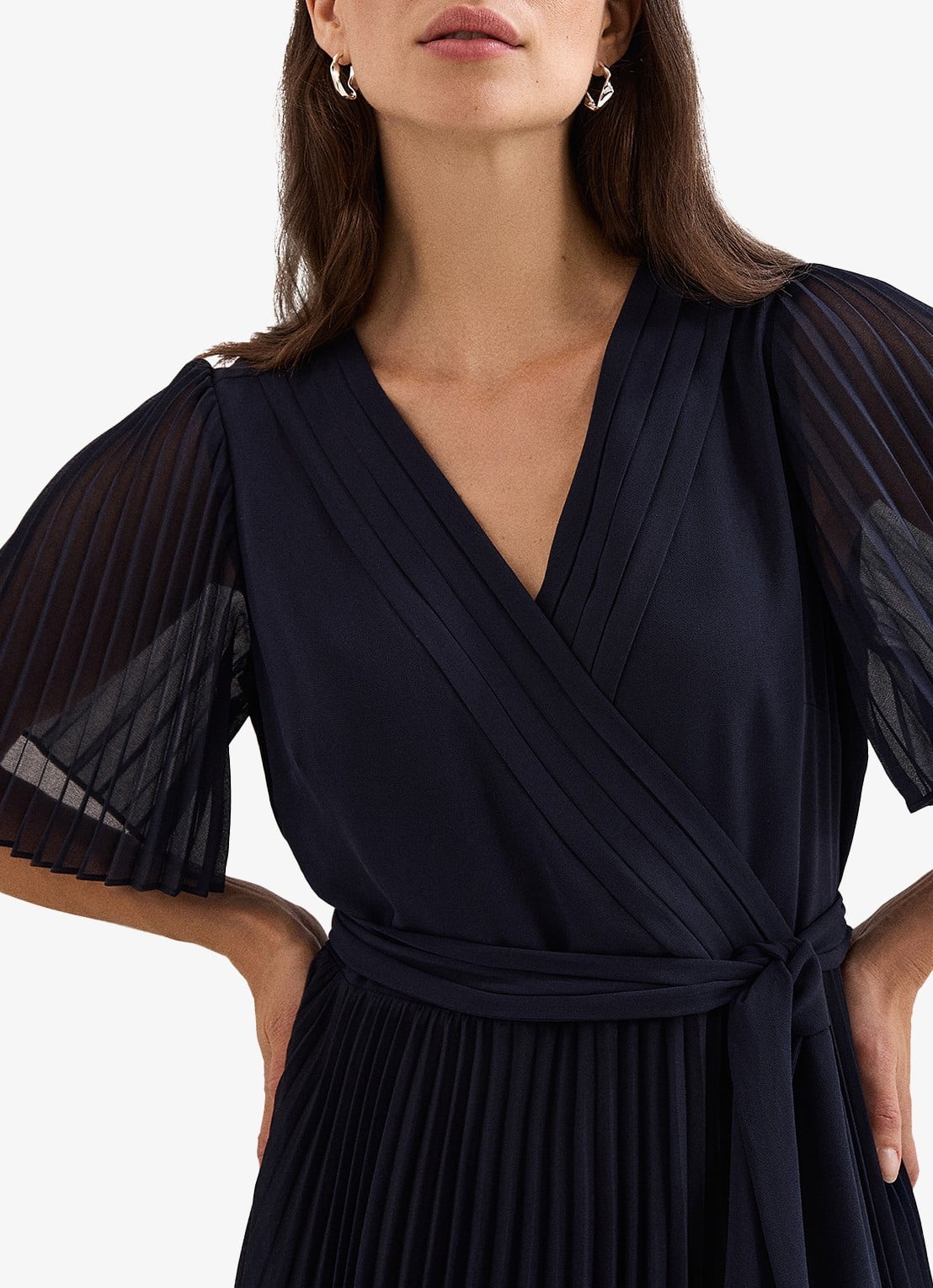 Phase Eight Petite Abigail maxi wikkeljurk met plooien - detail 6 blauw