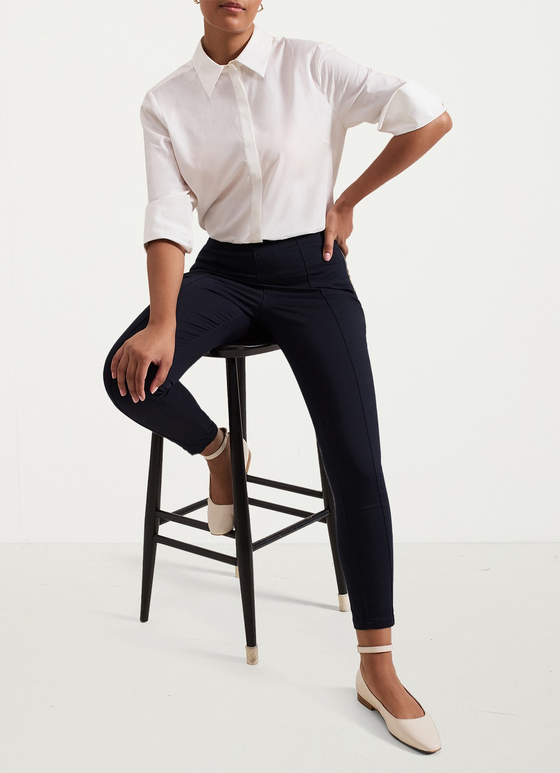 Phase Eight Petite Amina high waist cropped skinny broek - detail 2 indigo