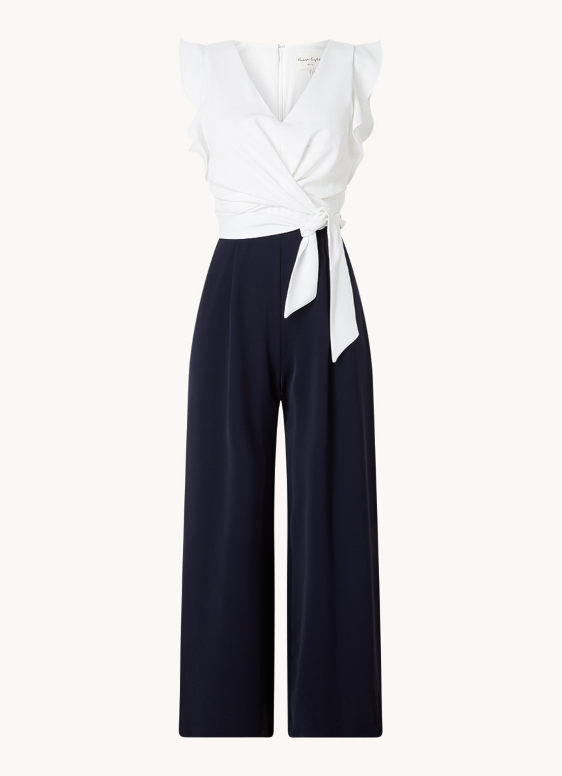 Phase Eight Petite Ayla wide fit jumpsuit met strikceintuur - voorkant 2 donkerblauw