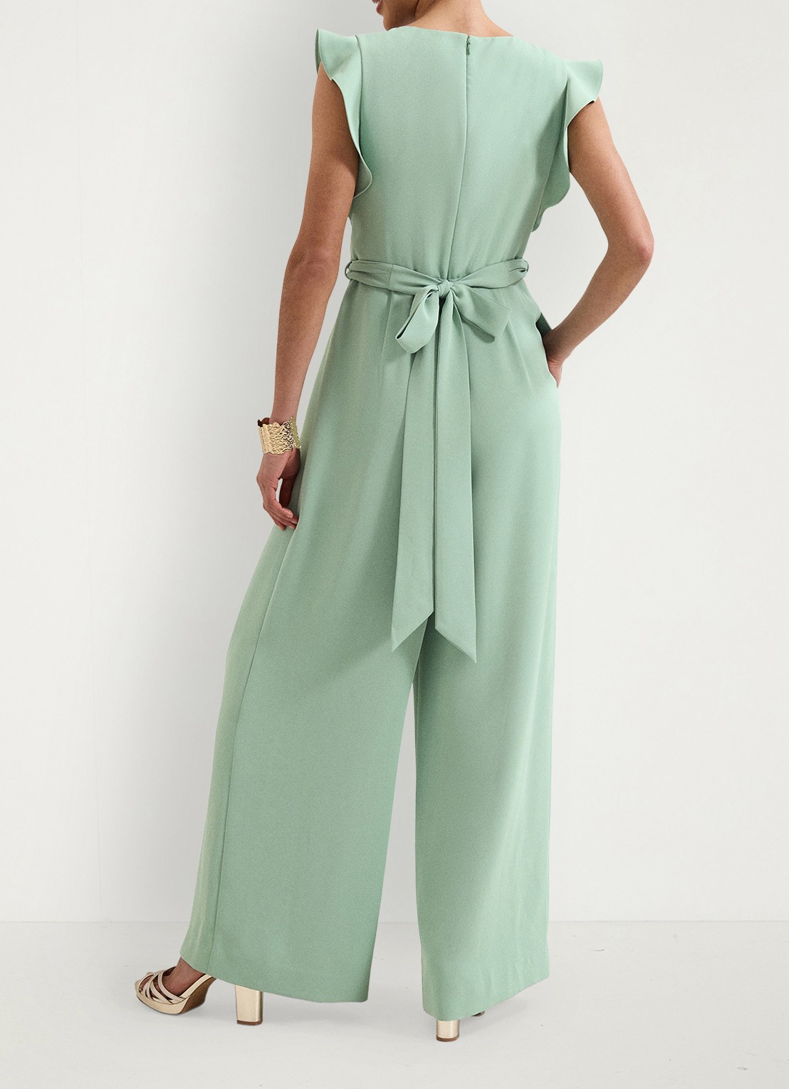 Phase Eight Petite Ayla wide fit jumpsuit met strikceintuur - achterkant 5 mint