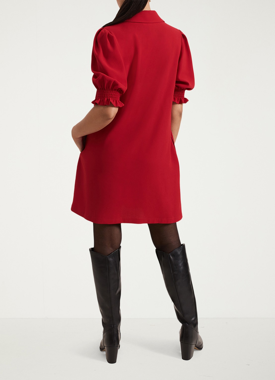Phase Eight Petite Candice mini jurk met plooidetail - achterkant 7 rood