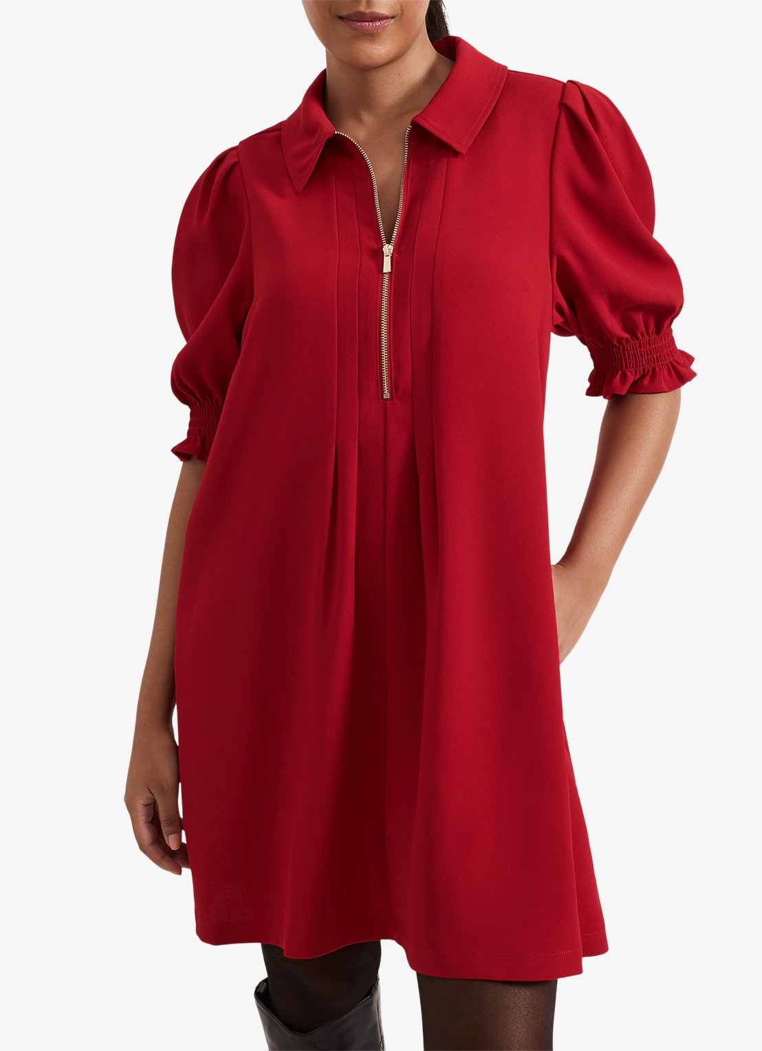 Phase Eight Petite Candice mini jurk met plooidetail - detail 3 rood