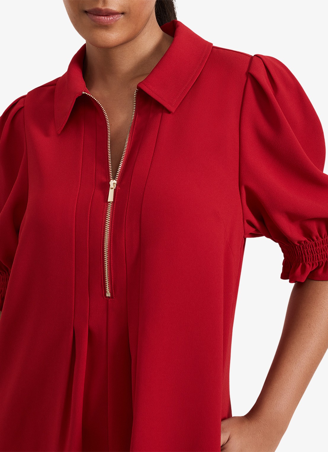 Phase Eight Petite Candice mini jurk met plooidetail - detail 4 rood