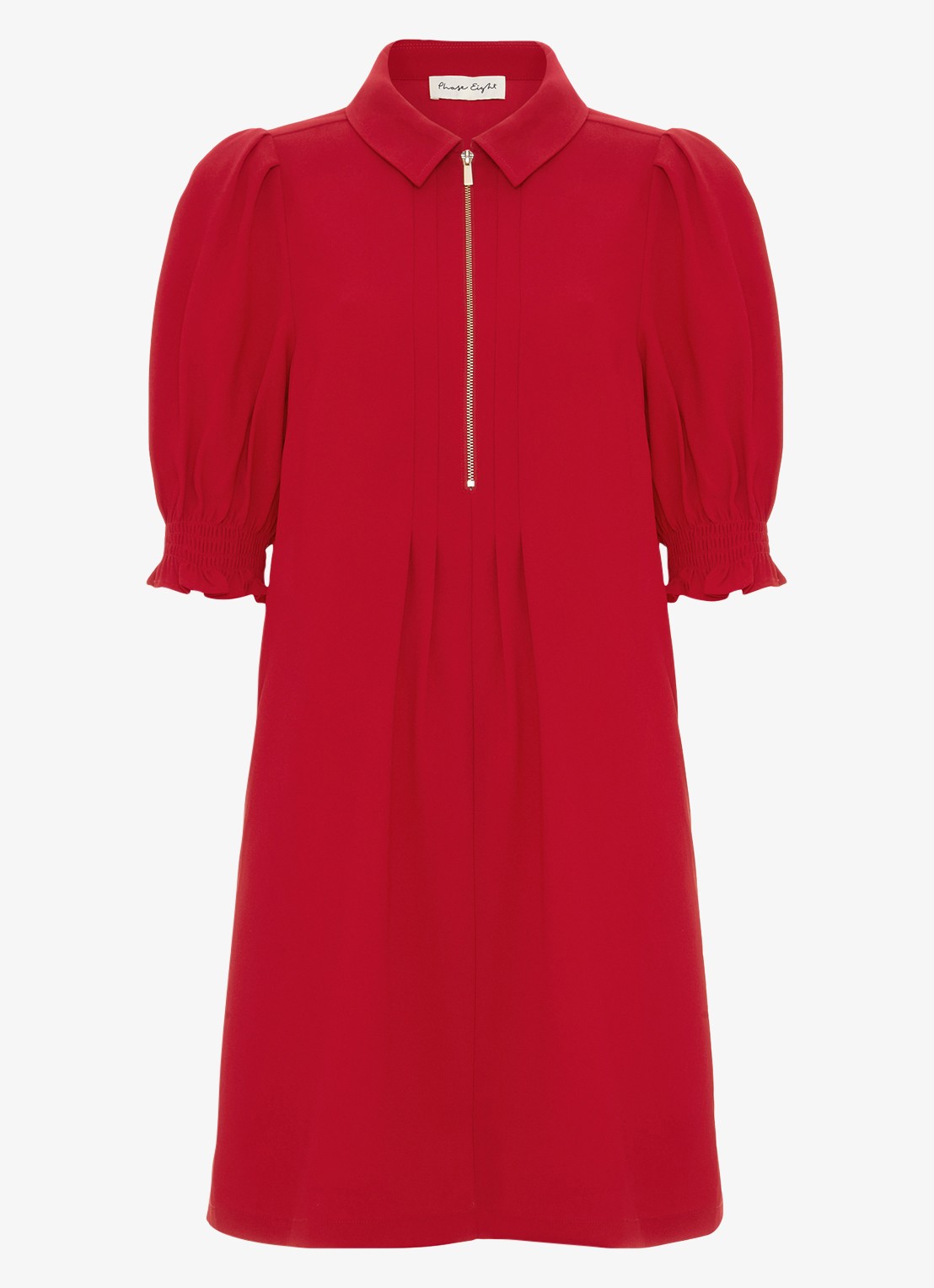 Phase Eight Petite Candice mini jurk met plooidetail - voorkant rood