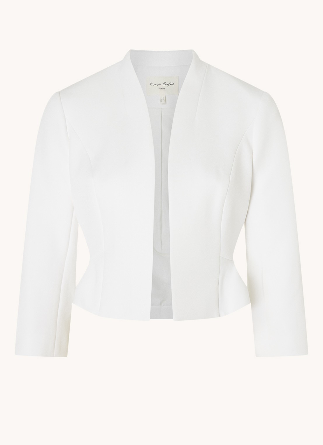 Phase Eight Petite Daisy cropped blazer met schoudervulling - voorkant 2 gebroken wit
