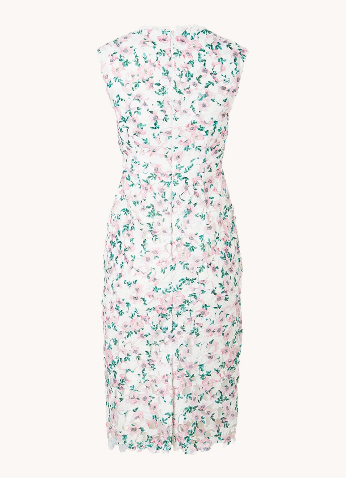 Phase Eight Petite Diana midi kokerjurk met broderie - achterkant 2 lichtroze