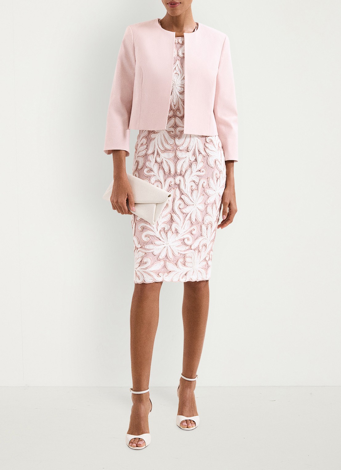 Phase Eight Petite Elizabeth bolero met structuur - voorkant 2 oudroze