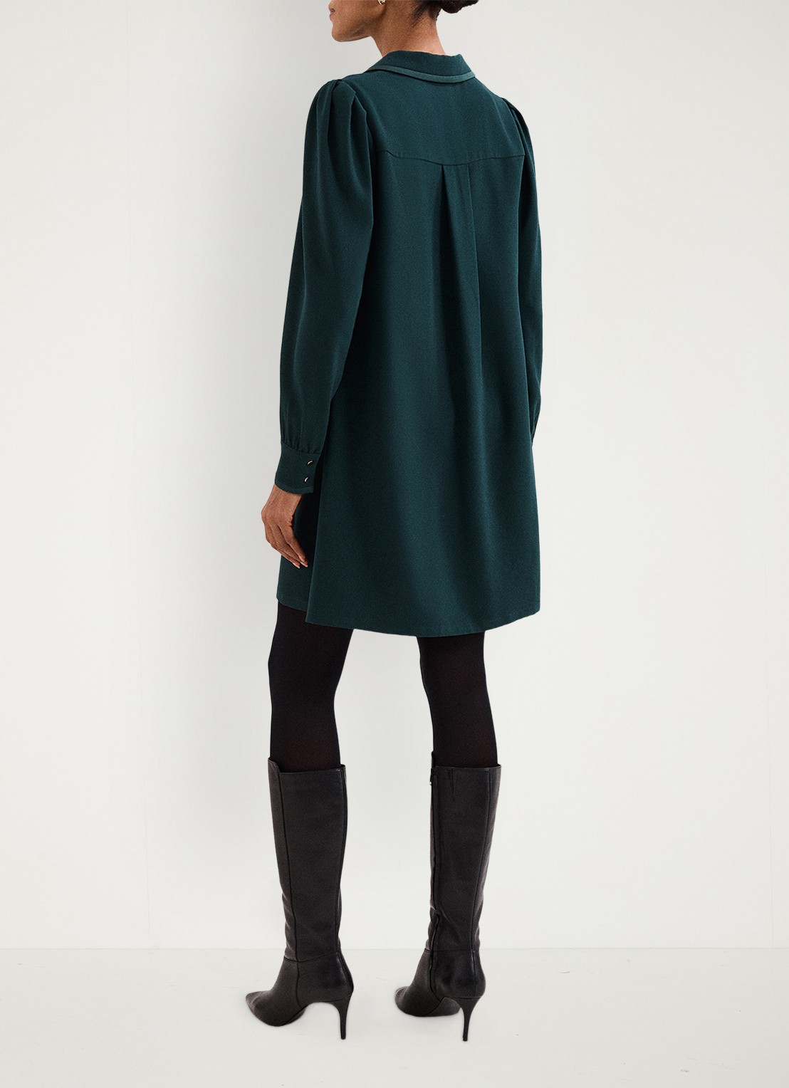 Phase Eight Petite Gina mini jurk met polokraag - achterkant donkergroen