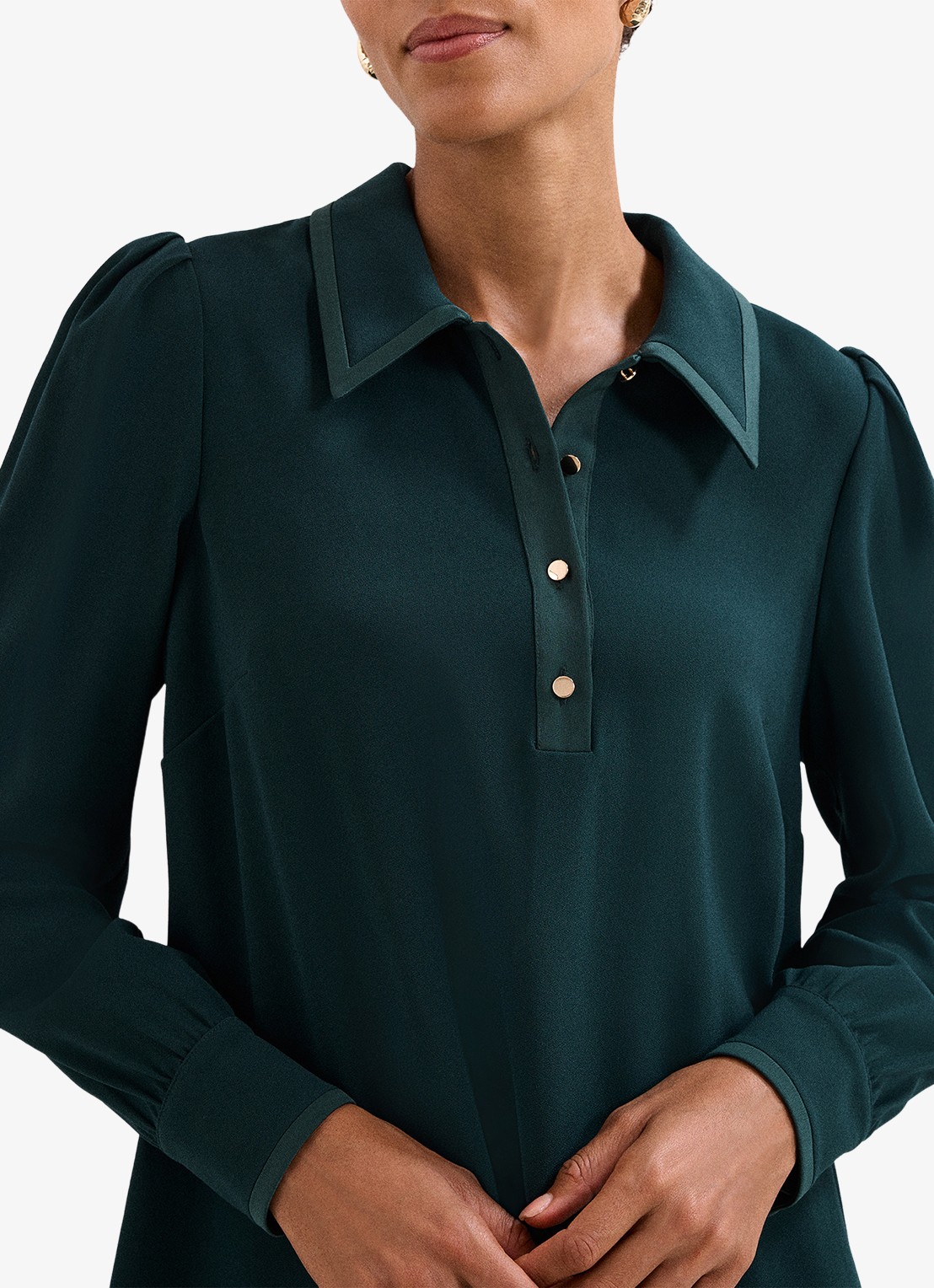 Phase Eight Petite Gina mini jurk met polokraag - detail 5 donkergroen