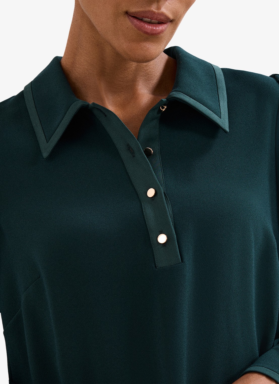 Phase Eight Petite Gina mini jurk met polokraag - detail 7 donkergroen