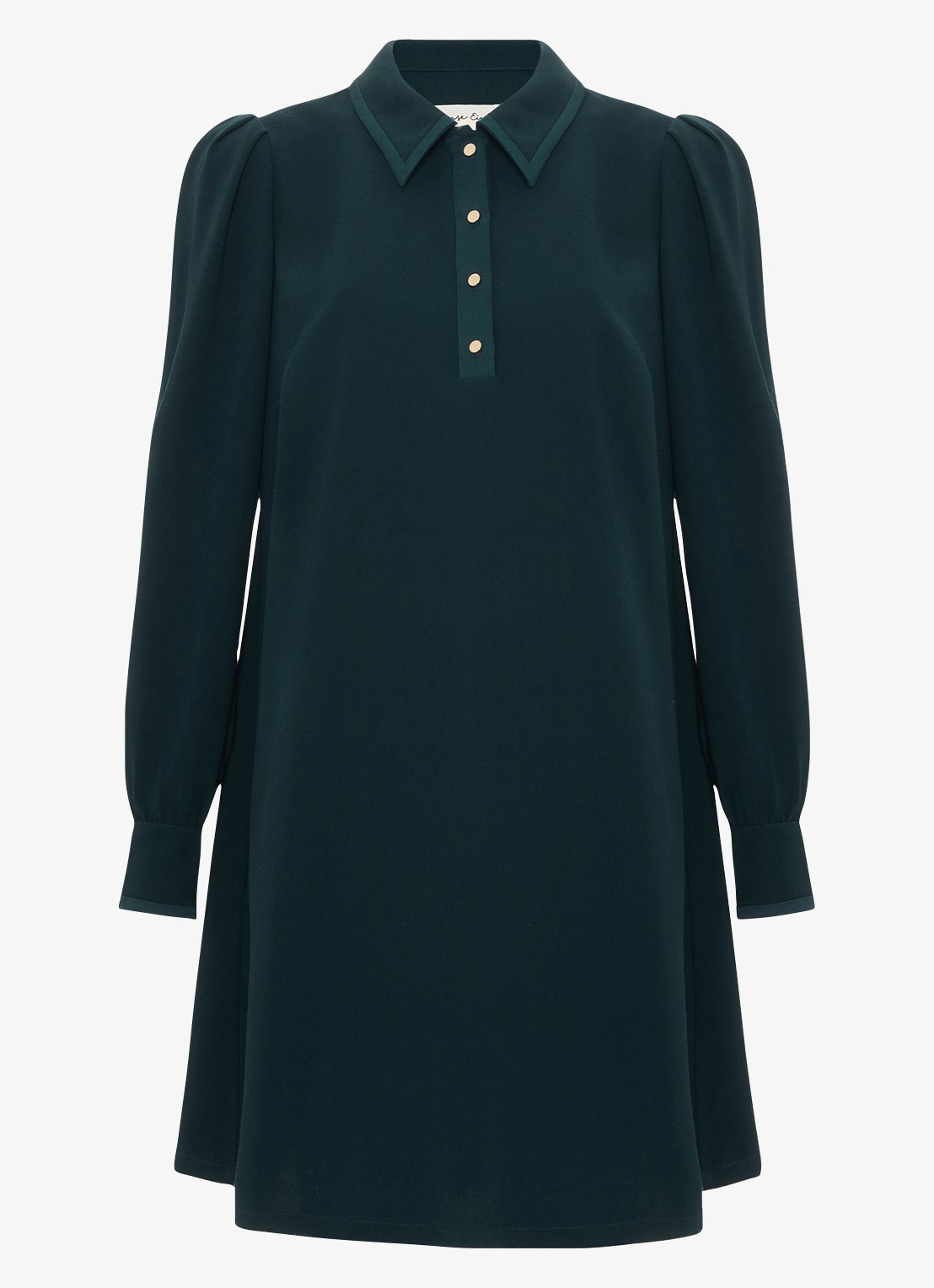 Phase Eight Petite Gina mini jurk met polokraag - voorkant 2 donkergroen