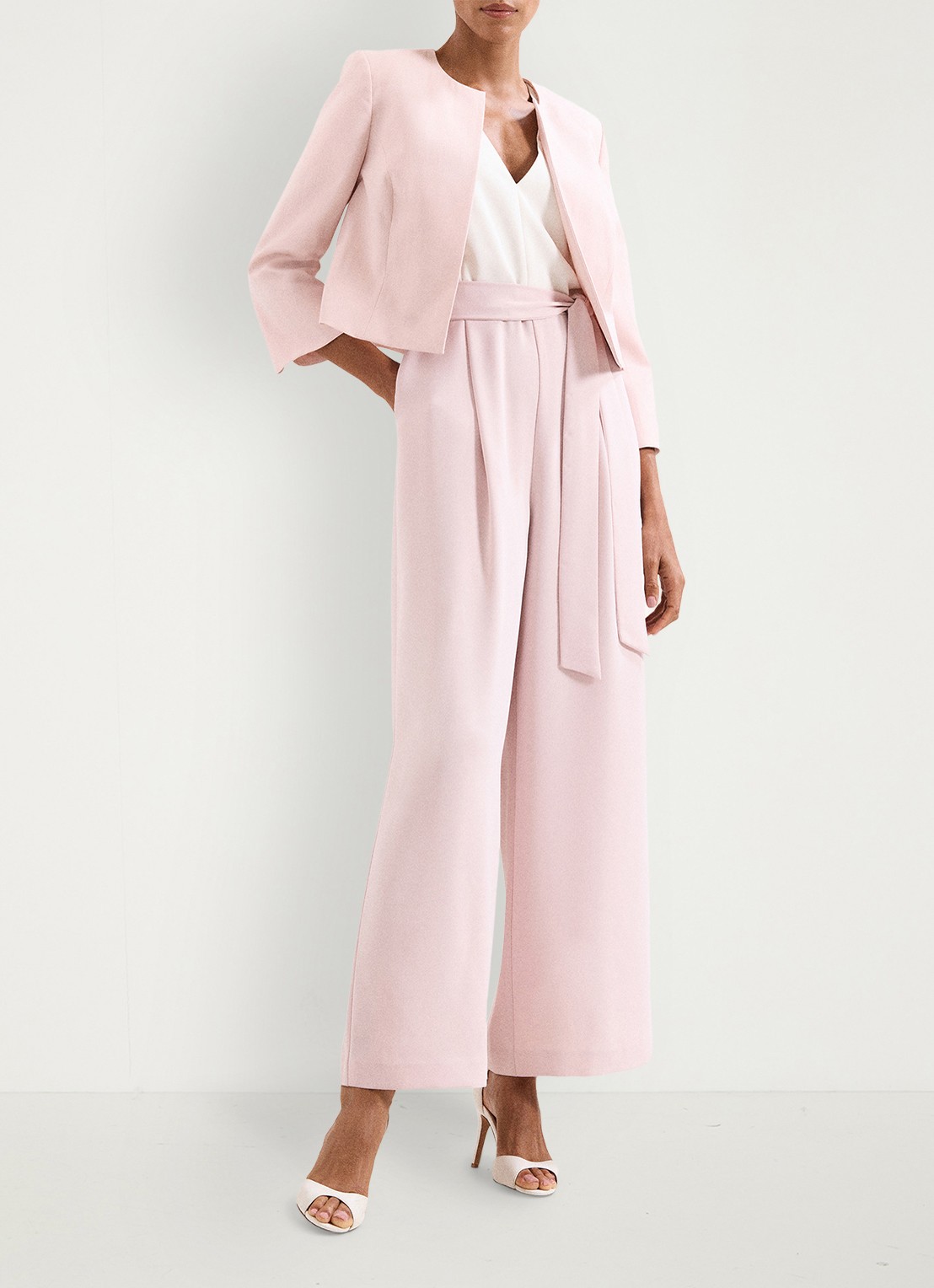 Phase Eight Petite Kallie wide fit jumpsuit met steekzakken en strikceintuur - detail 7 oudroze