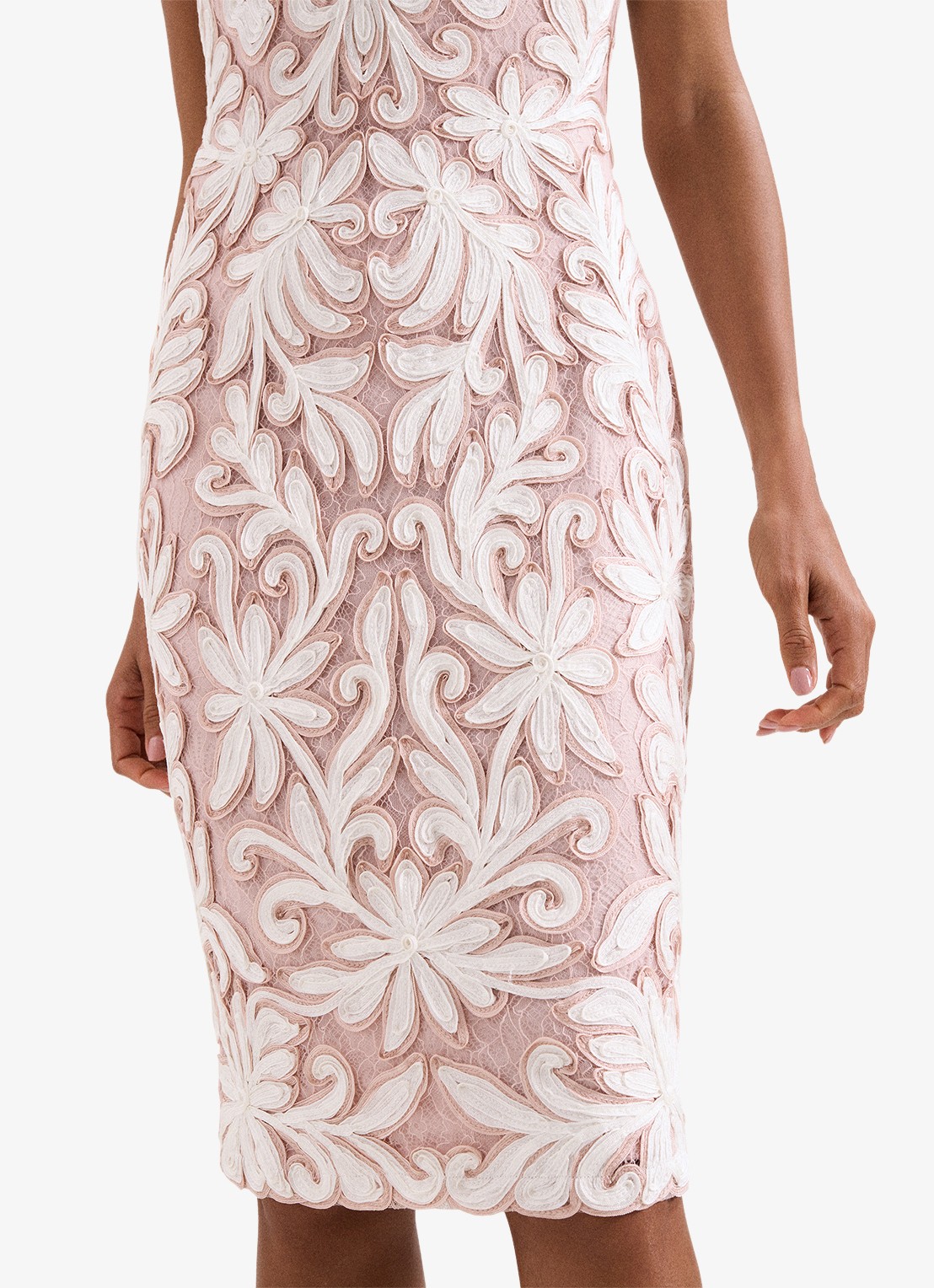 Phase Eight Petite Karima midi jurk met borduring - detail 7 oudroze