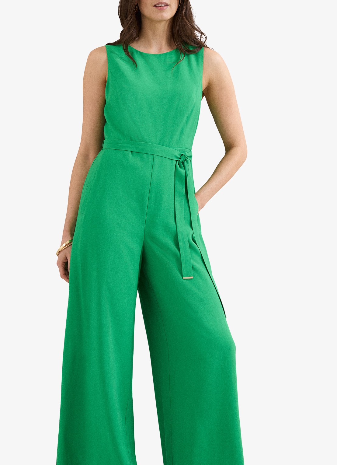 Phase Eight Petite Marta loose fit jumpsuit met strikceintuur - detail 4 groen