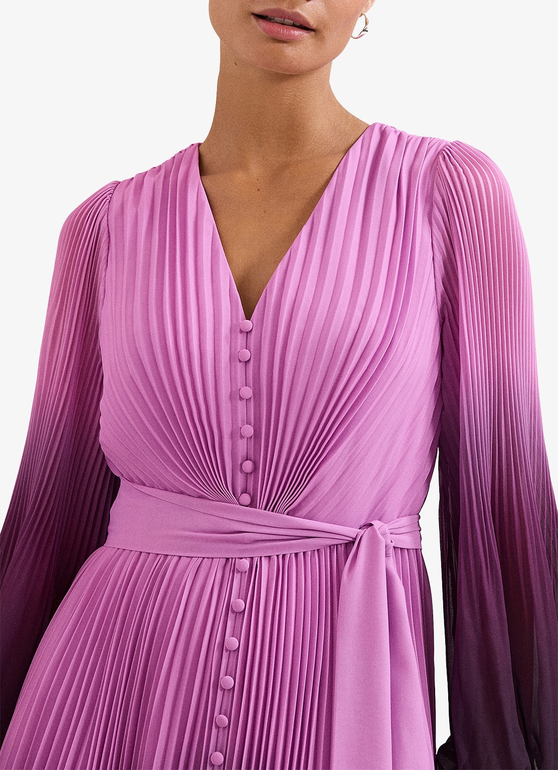 Phase Eight Petite Mira midi jurk met ballonmouwen - detail 5 paars