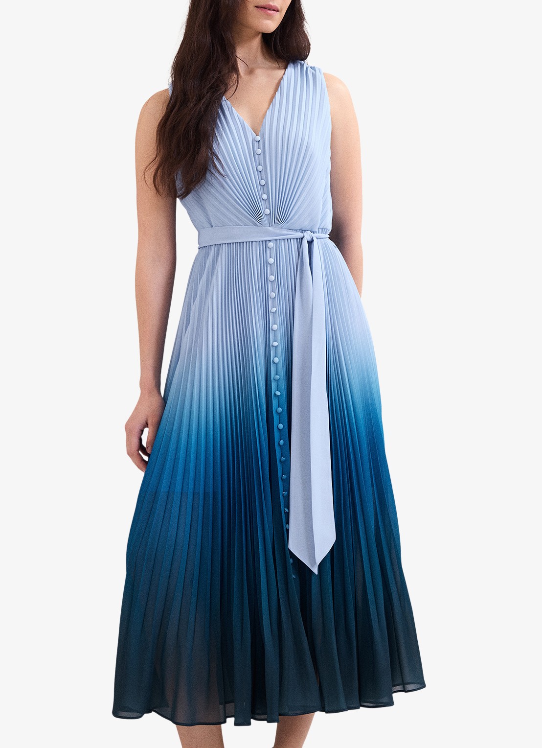 Phase Eight Petite Mira midi jurk met strikceintuur - detail 4 blauw