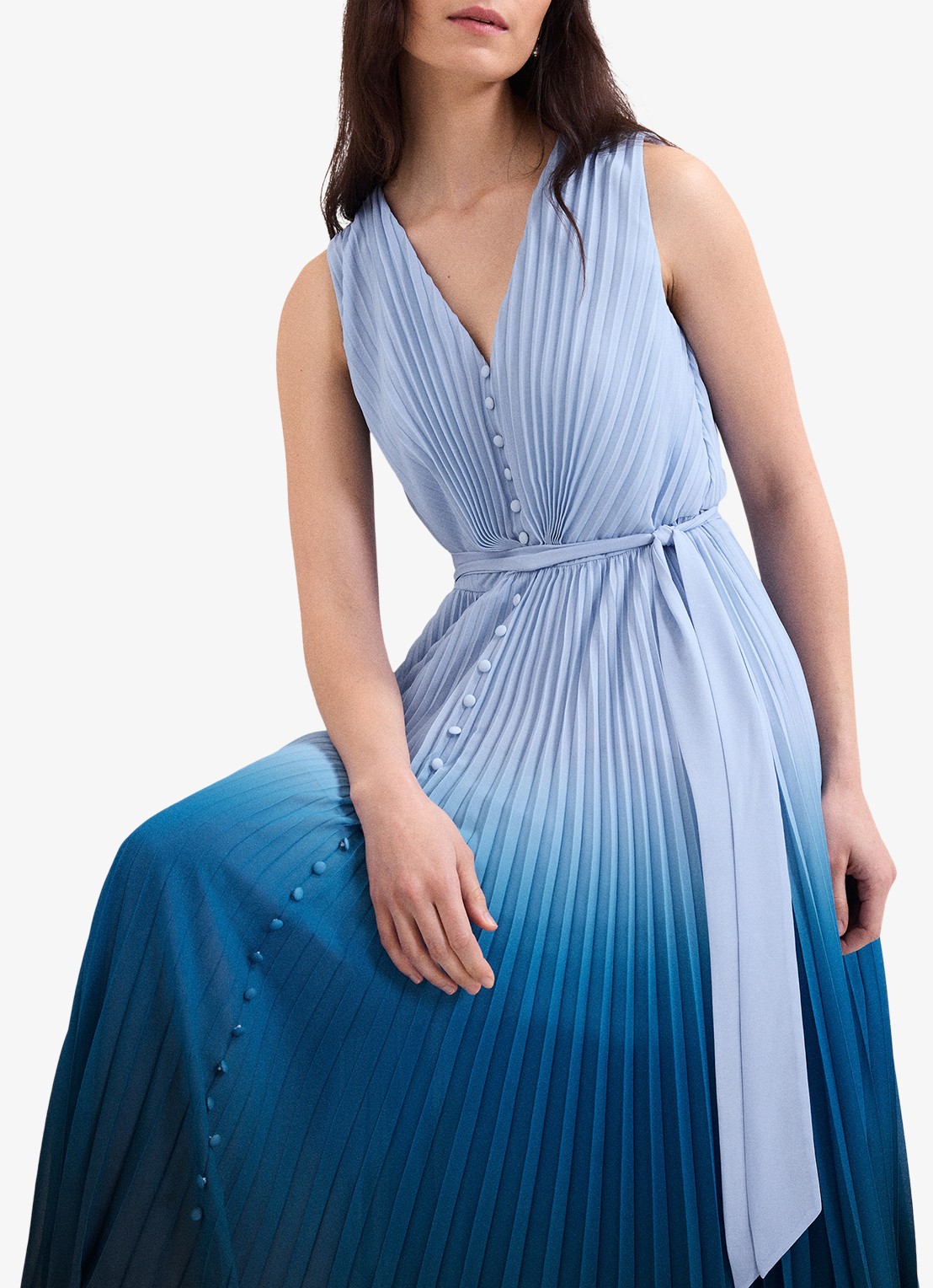 Phase Eight Petite Mira midi jurk met strikceintuur - detail 6 blauw