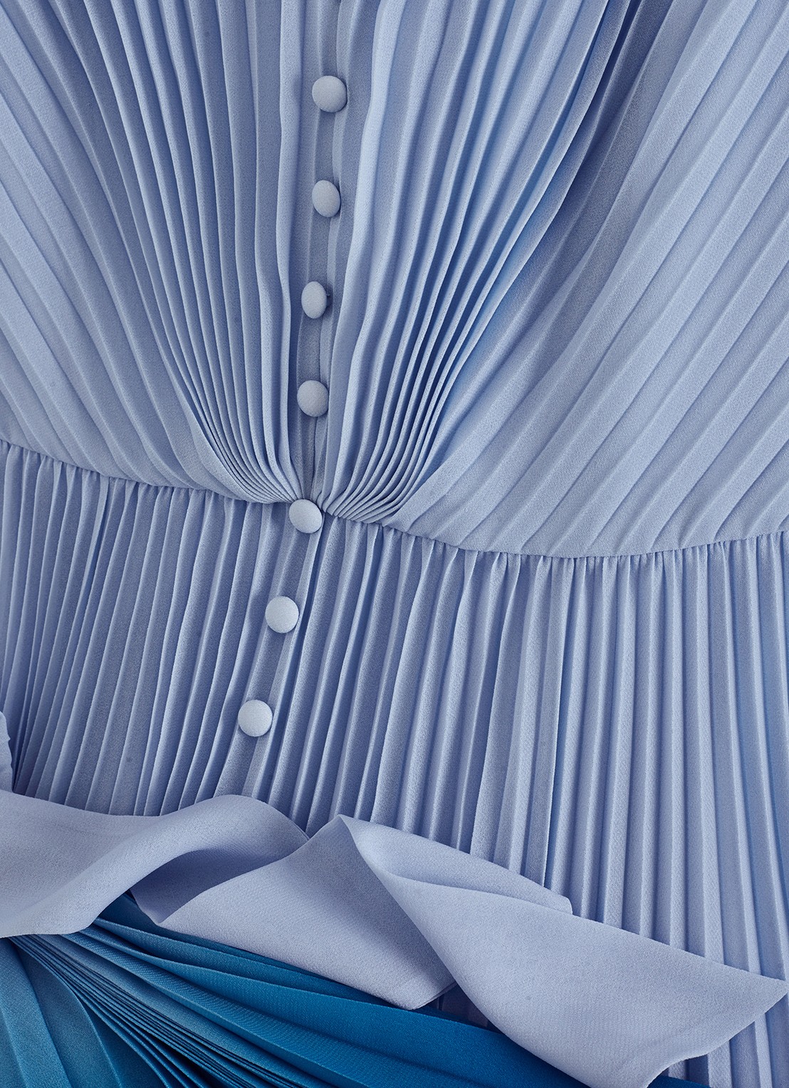 Phase Eight Petite Mira midi jurk met strikceintuur - detail 8 blauw