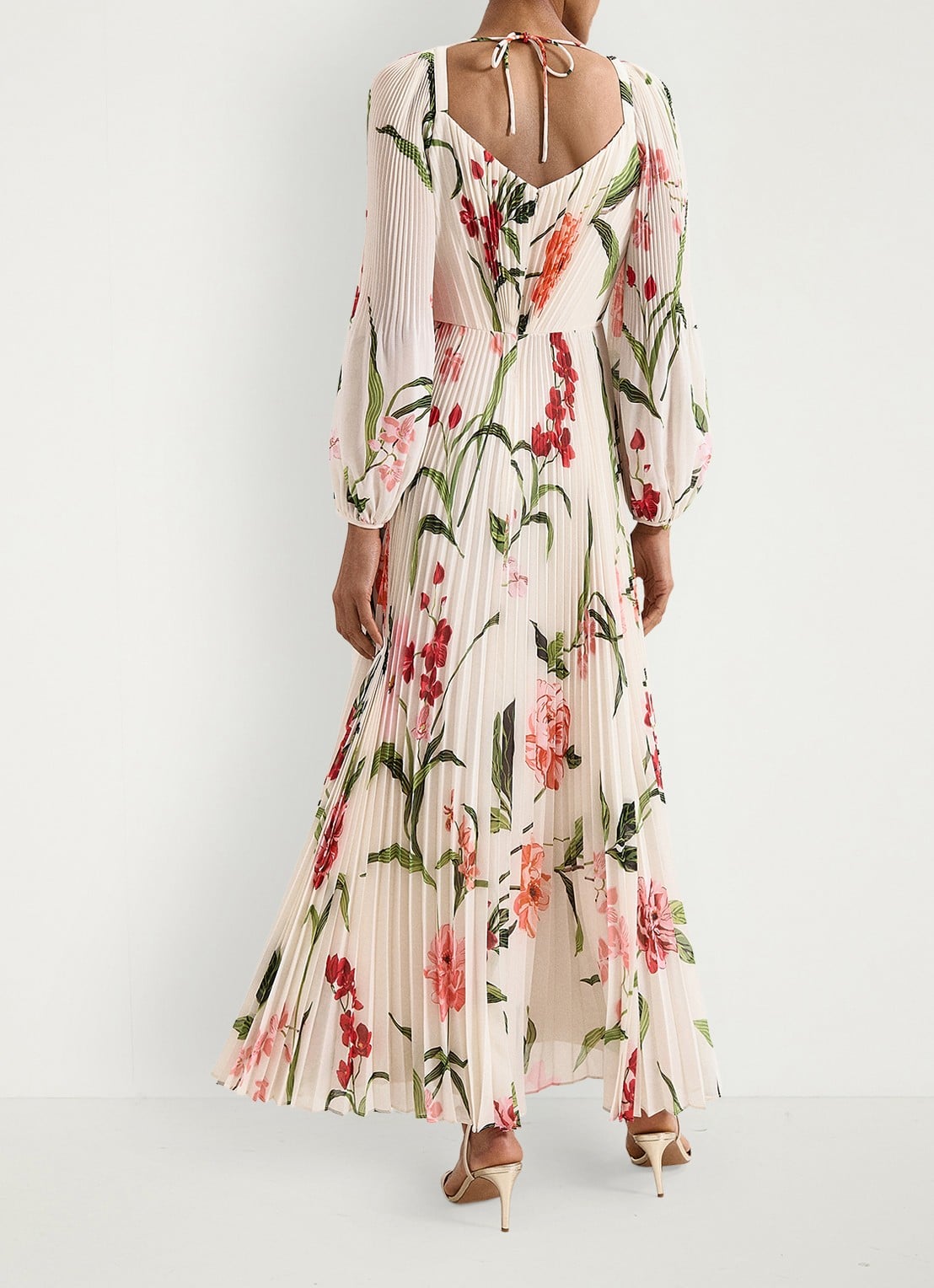 Phase Eight Petite Reanna maxi jurk met bloemenprint - achterkant 6 ivoor