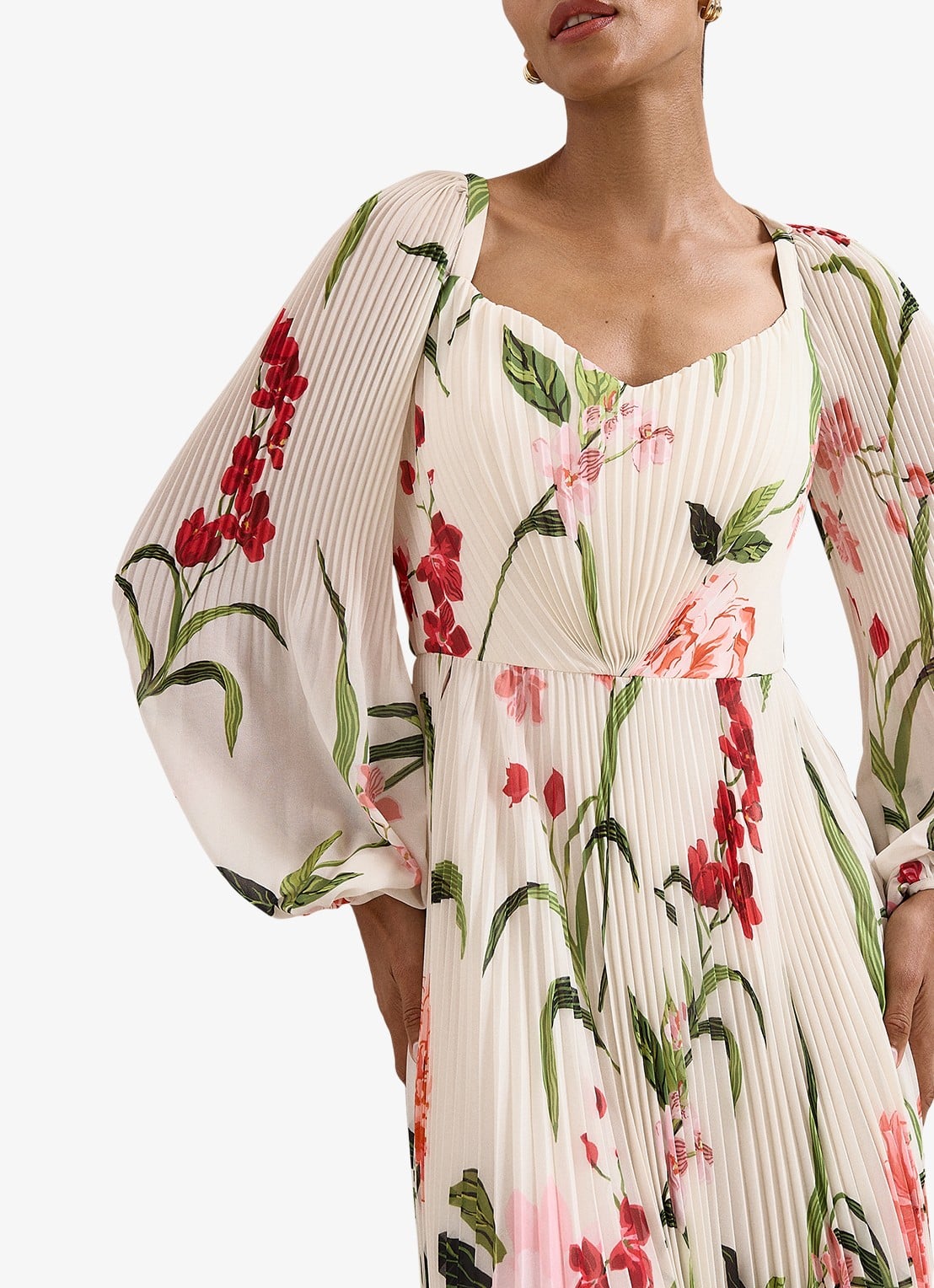Phase Eight Petite Reanna maxi jurk met bloemenprint - detail 2 ivoor