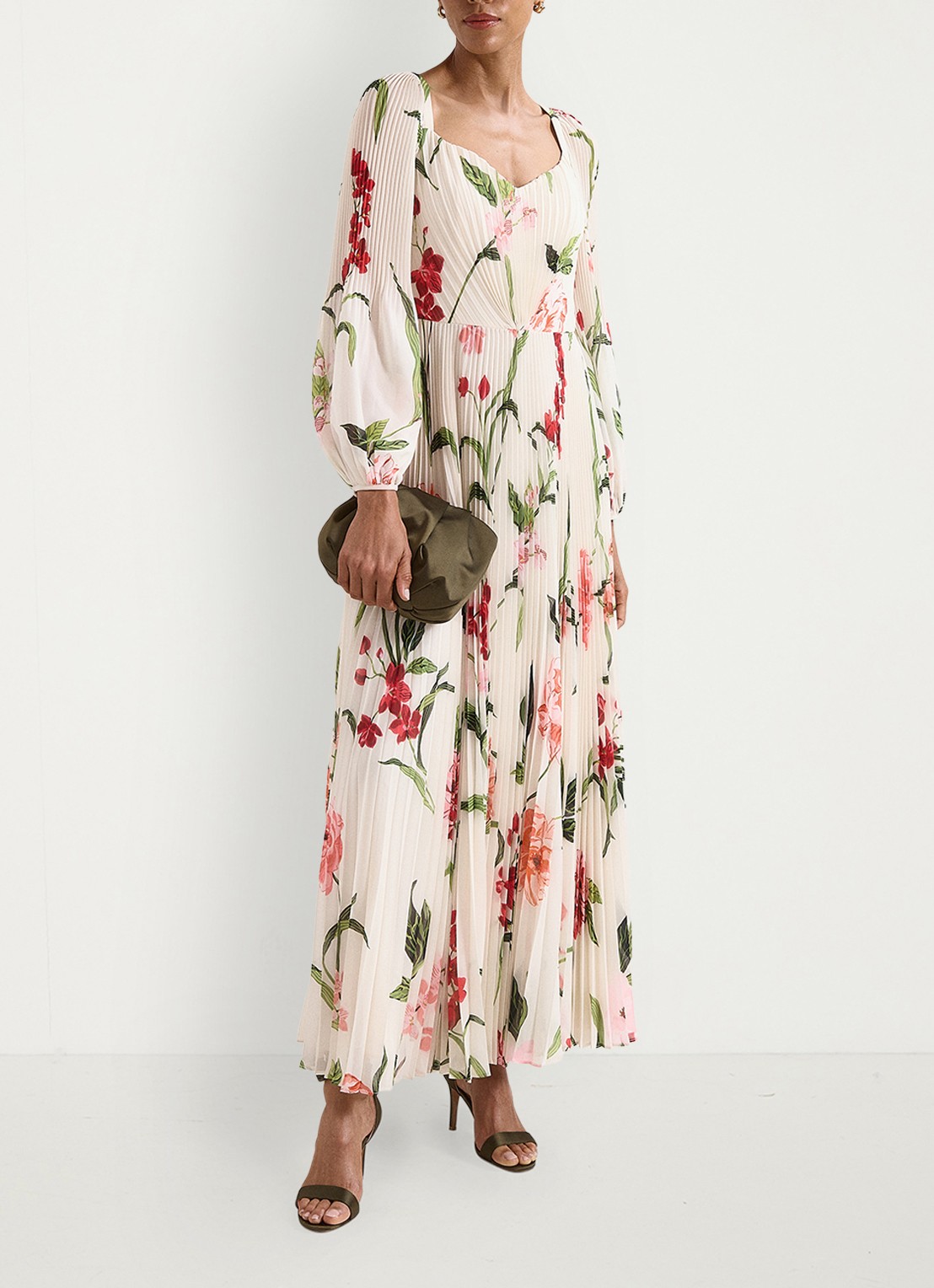 Phase Eight Petite Reanna maxi jurk met bloemenprint - voorkant 8 ivoor