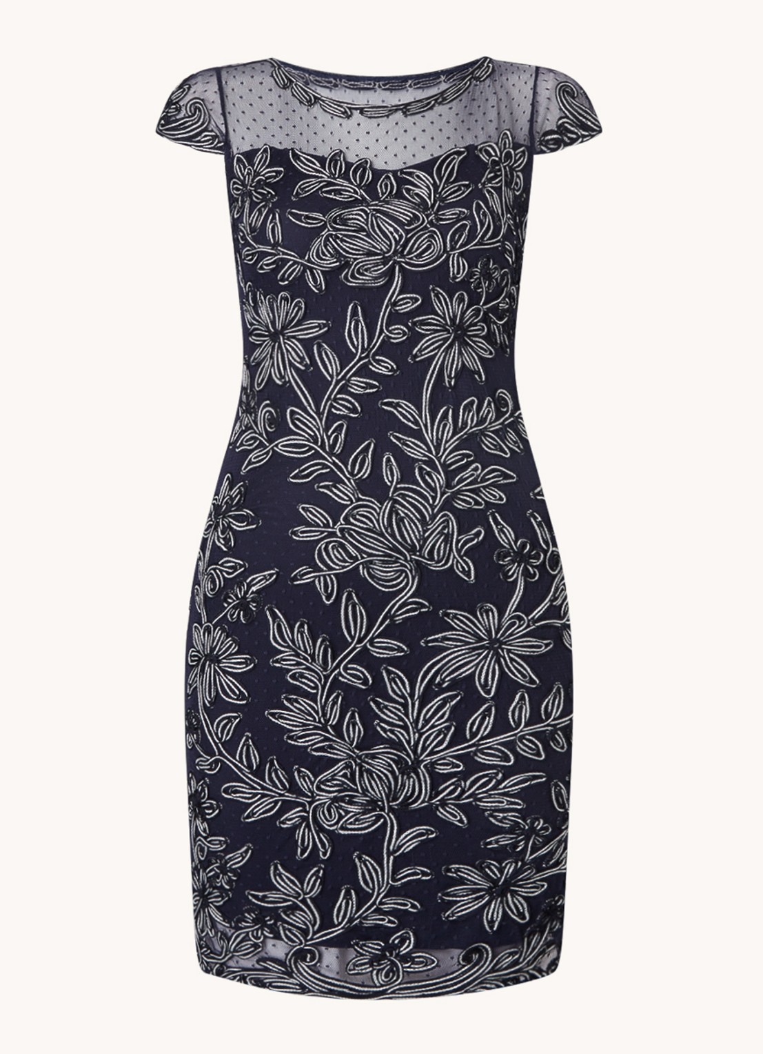 Phase Eight Petite Zila mini jurk met tapework  - voorkant donkerblauw