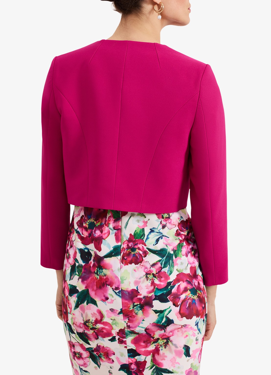 Phase Eight Phoebe bolero met structuur - achterkant donkerroze