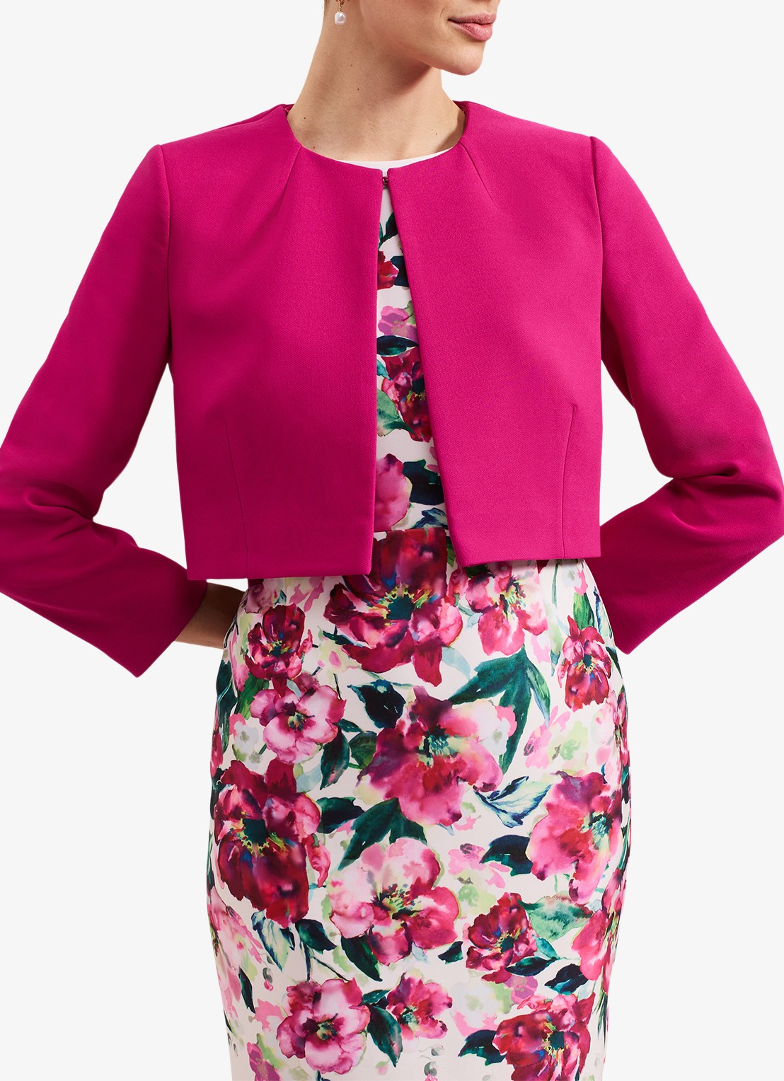 Phase Eight Phoebe bolero met structuur - detail 2 donkerroze