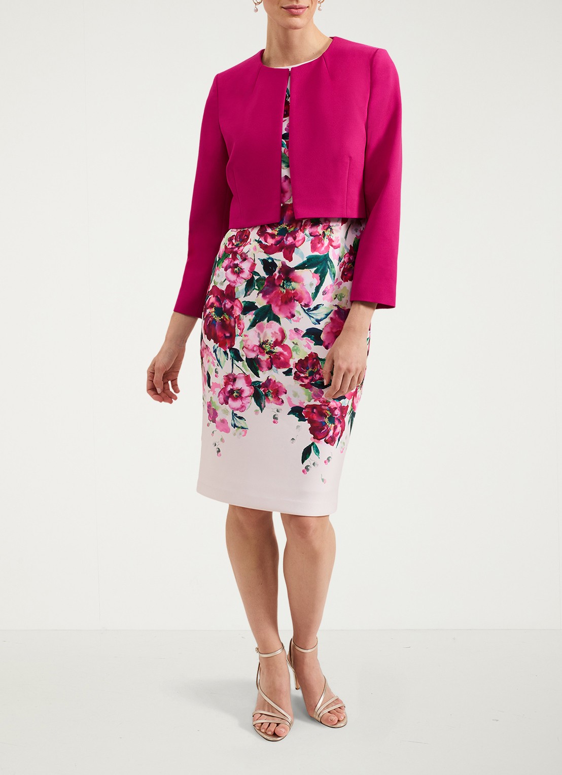 Phase Eight Phoebe bolero met structuur - voorkant 7 donkerroze