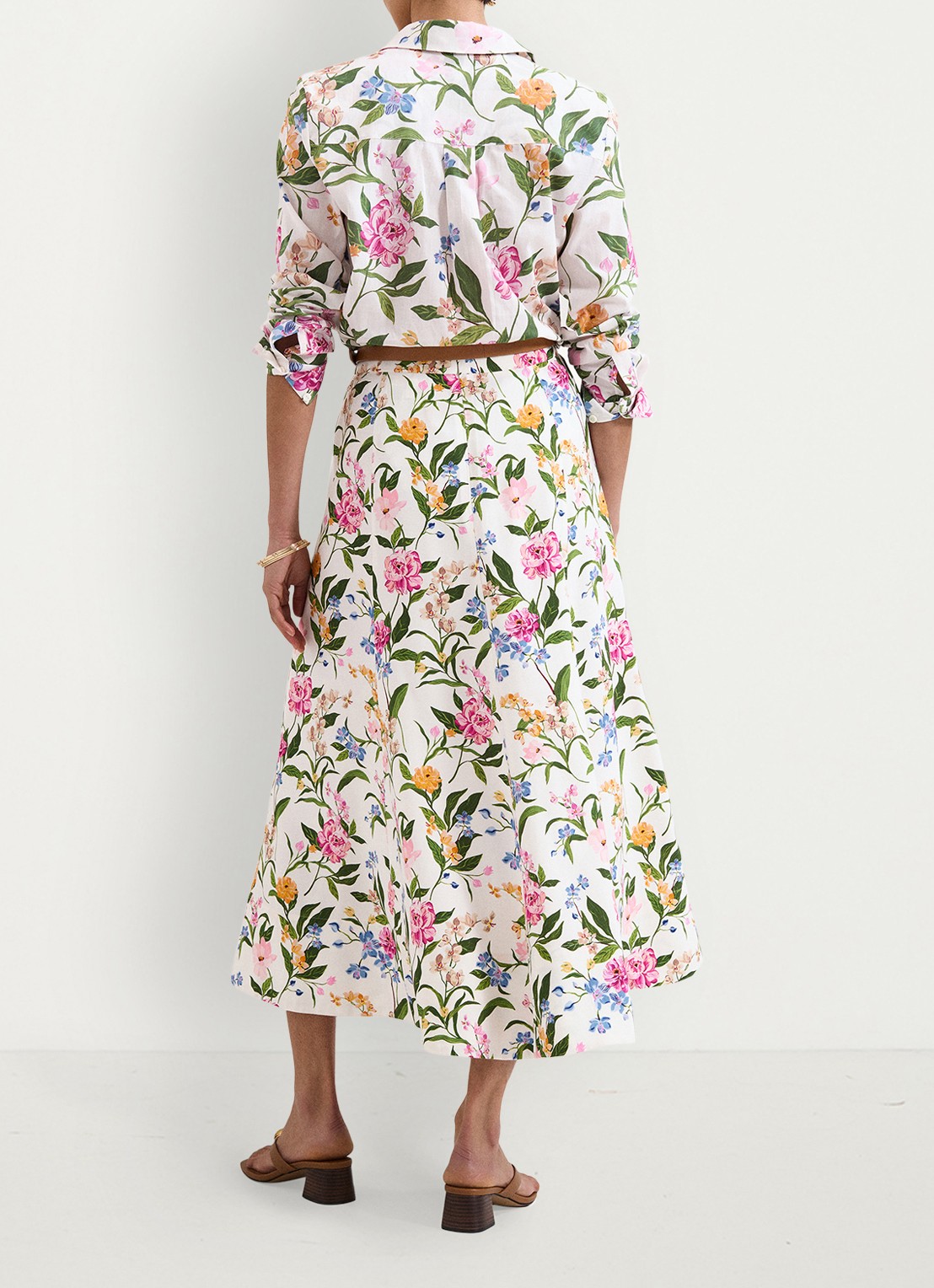 Phase Eight Piper midi rok met bloemenprint - achterkant 3 ivory
