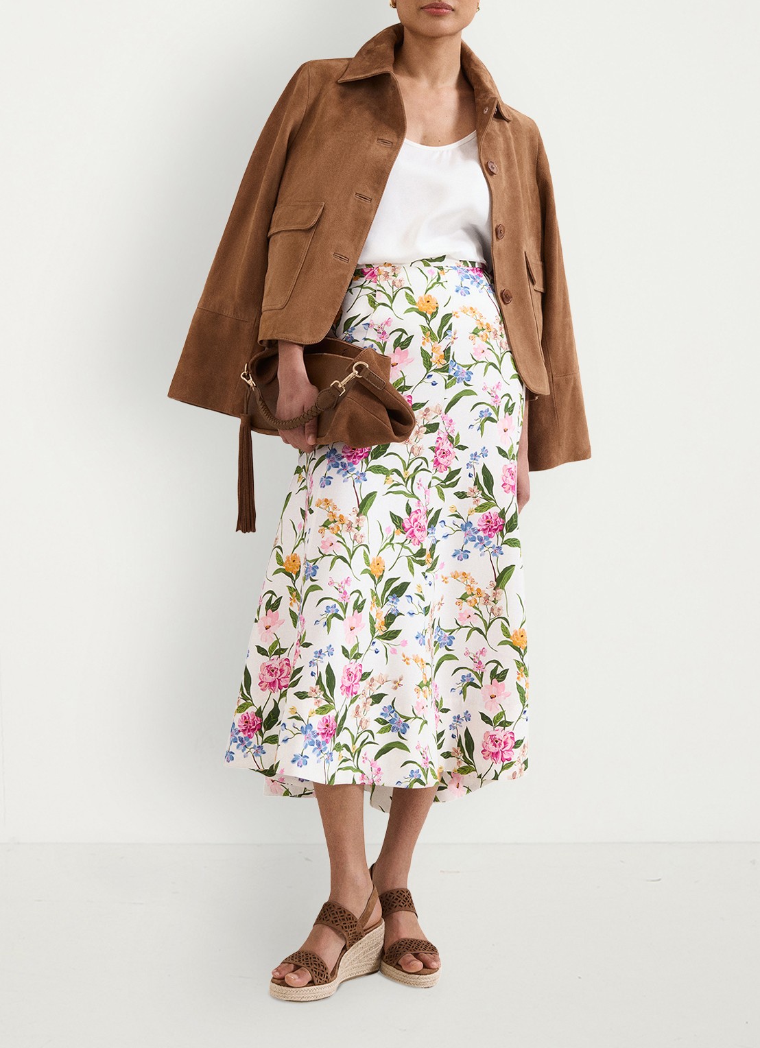 Phase Eight Piper midi rok met bloemenprint - detail 7 ivory