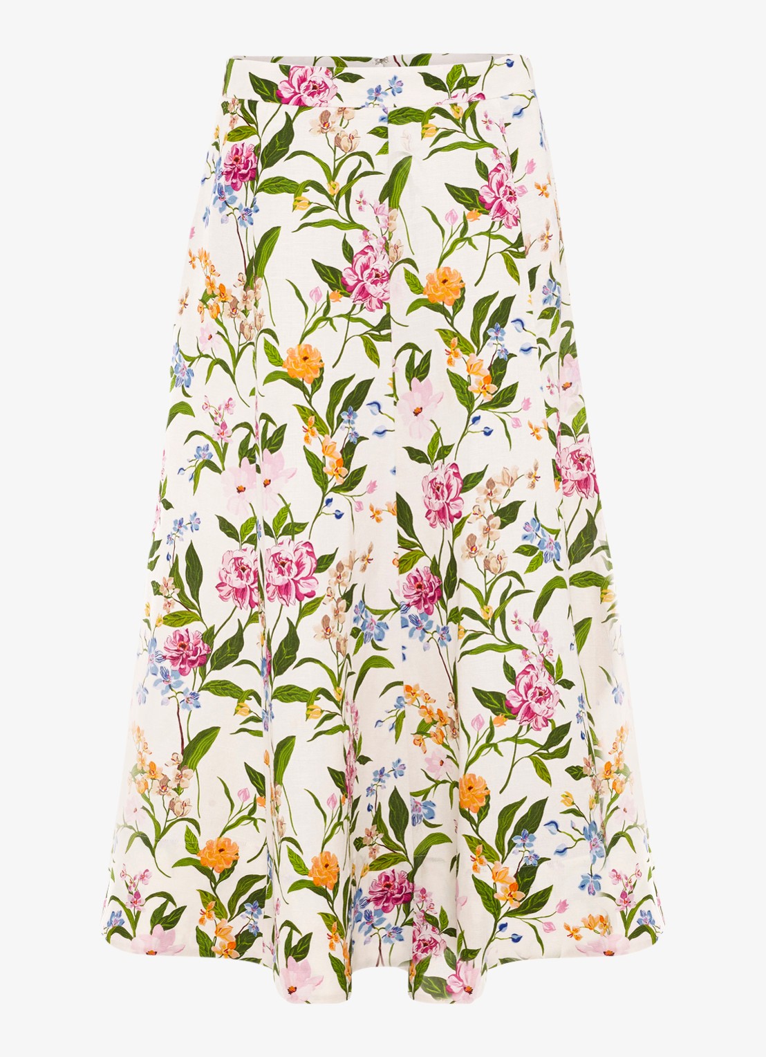 Phase Eight Piper midi rok met bloemenprint - voorkant ivory