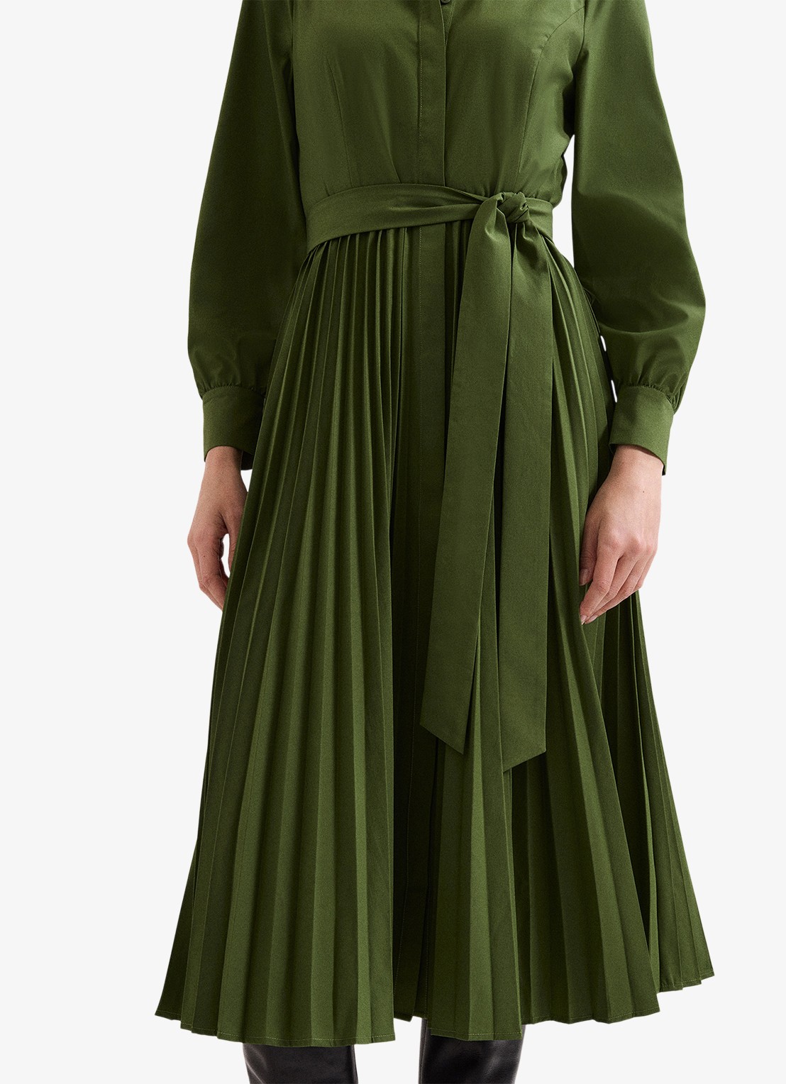 Phase Eight Pleated midi jurk met pofmouwen - detail 7 olijfgroen