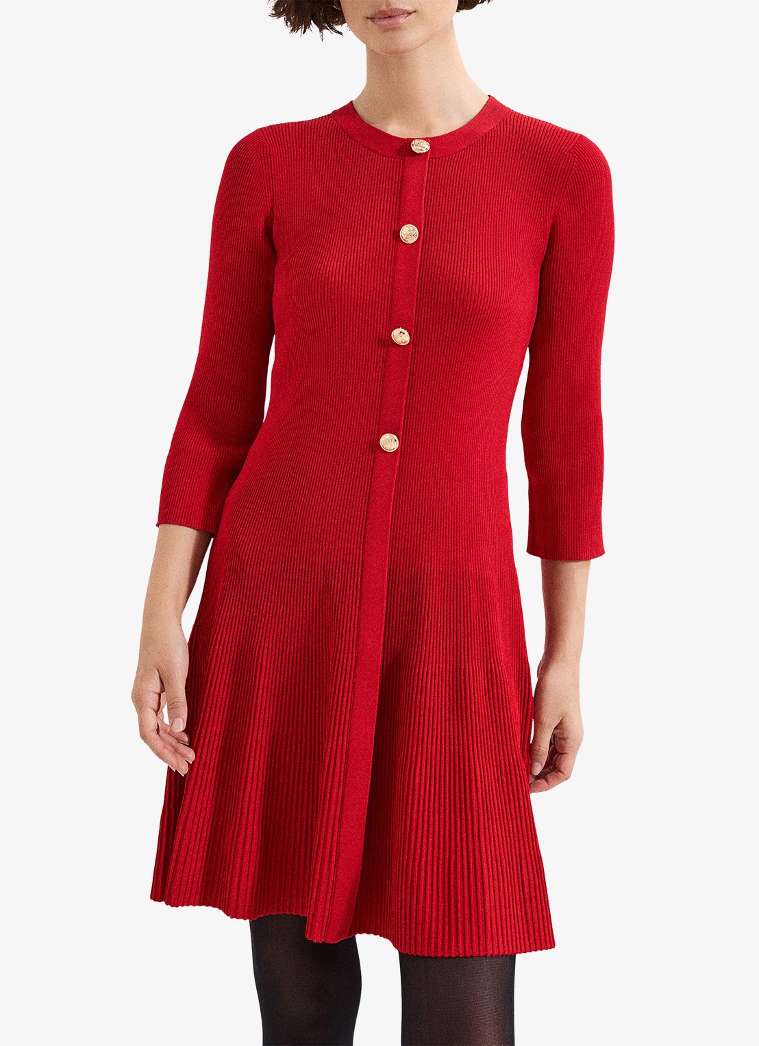Phase Eight Rachel mini jurk met plooien - detail koraalrood