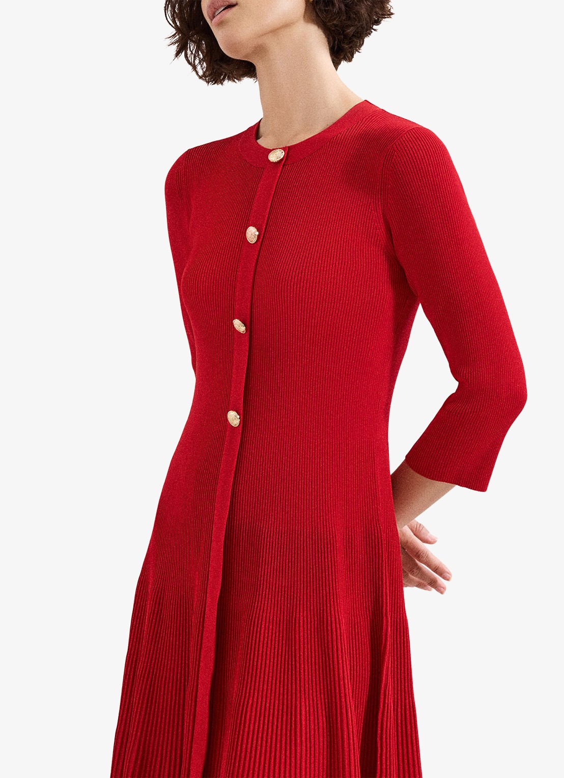 Phase Eight Rachel mini jurk met plooien - detail 3 koraalrood
