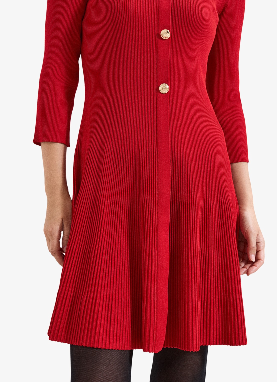 Phase Eight Rachel mini jurk met plooien - detail 4 koraalrood