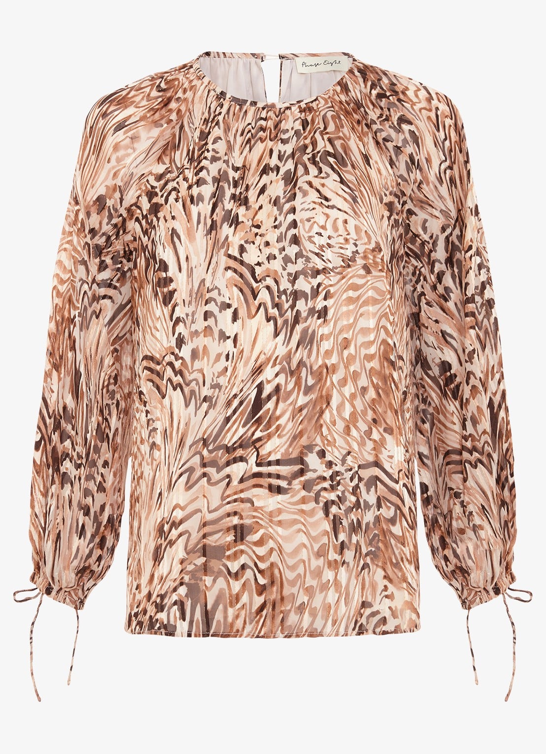 Phase Eight Rafaella blouse met grafische print - voorkant lichtbruin
