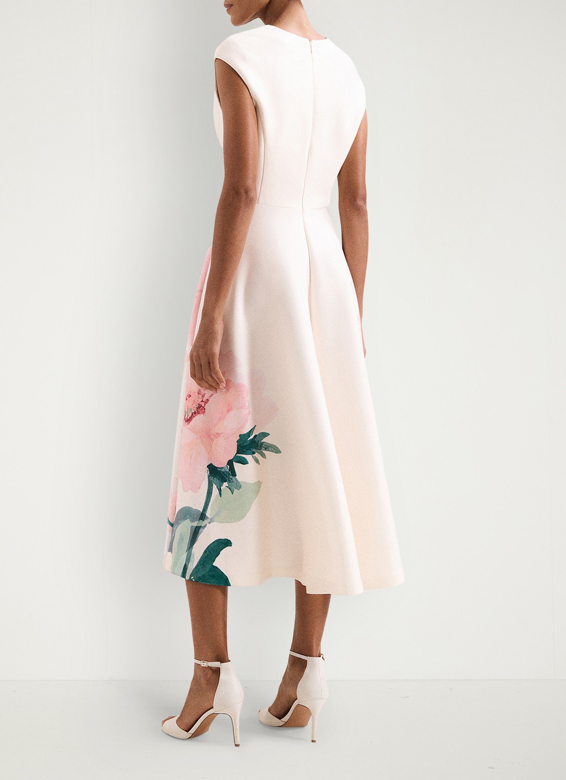Phase Eight Rakhi Scuba Floral midi jurk met print - achterkant 6 oudroze