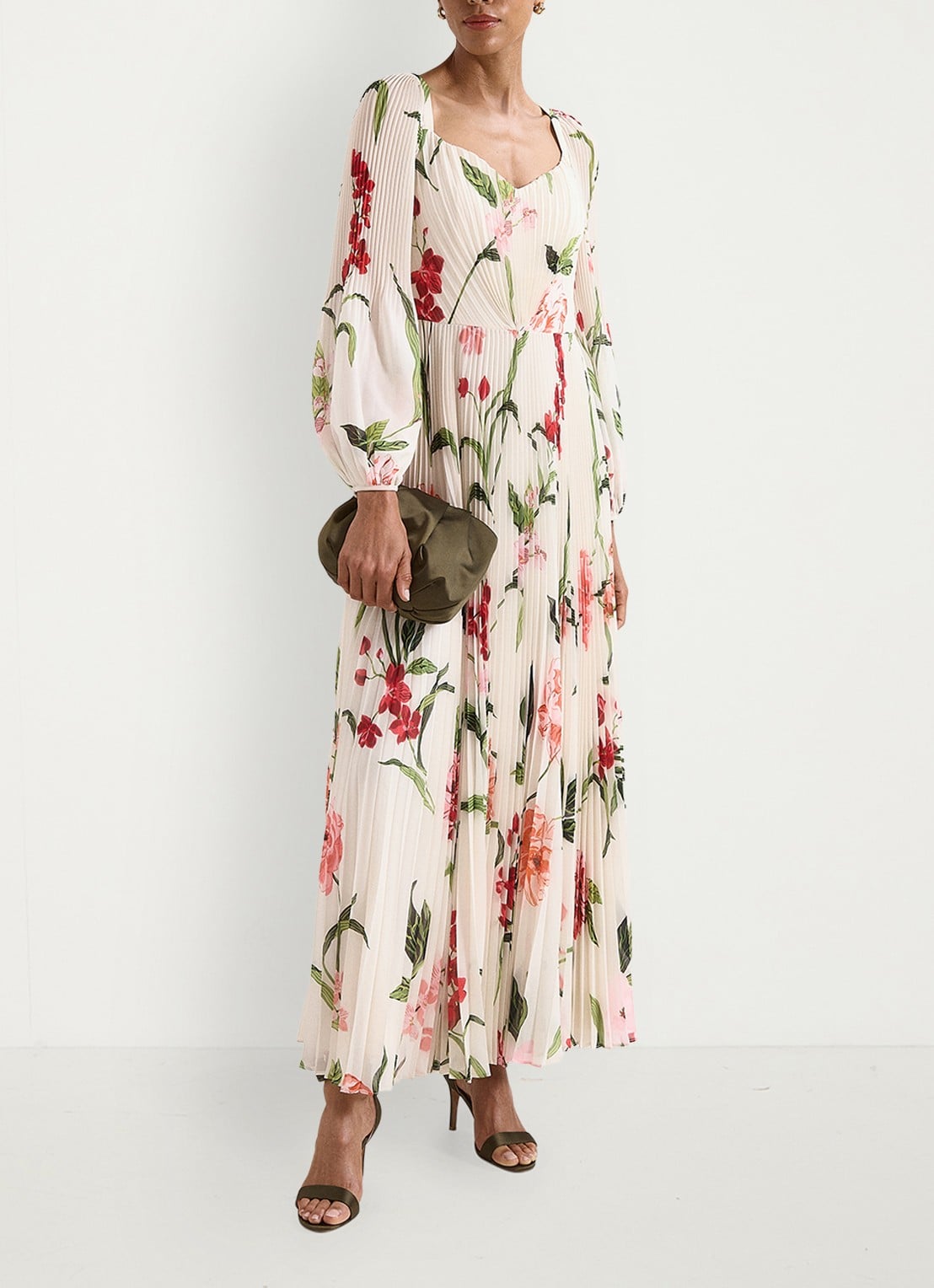 Phase Eight Reanna maxi jurk met bloemenprint - voorkant 3 ivoor
