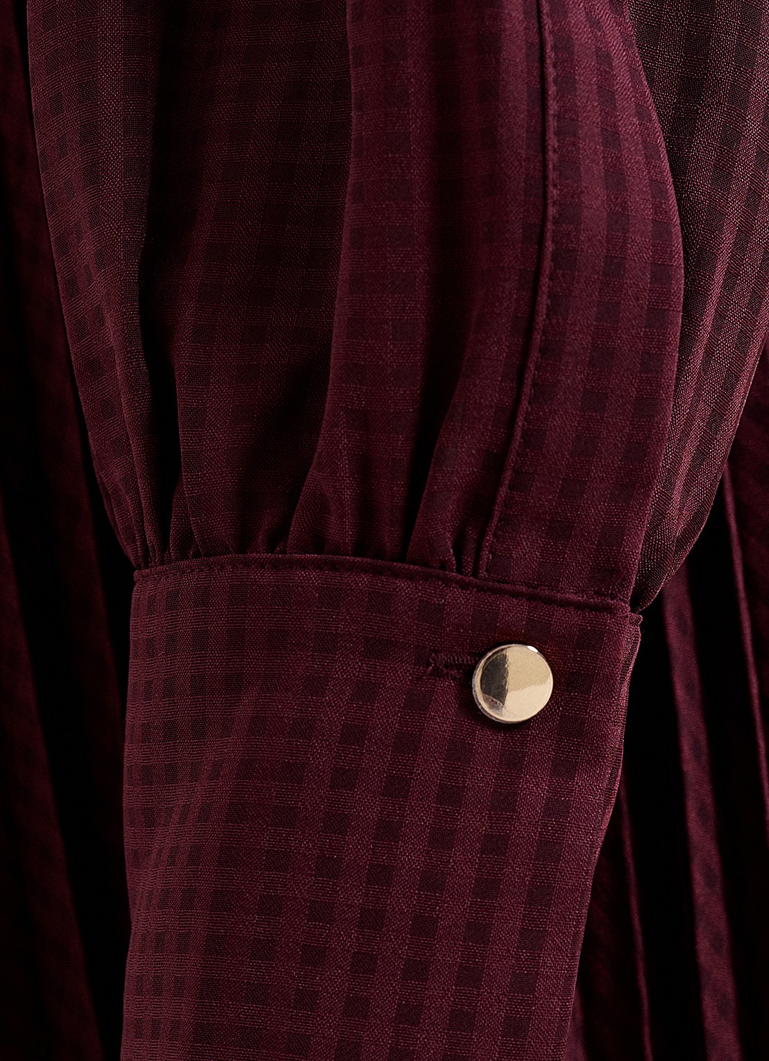Phase Eight Ren midi blousejurk met print en strikceintuur - detail 4 bordeauxrood
