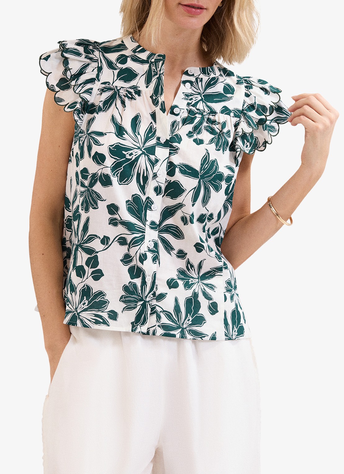 Phase Eight Rena blouse met bloemenprint - detail 4 donkergroen