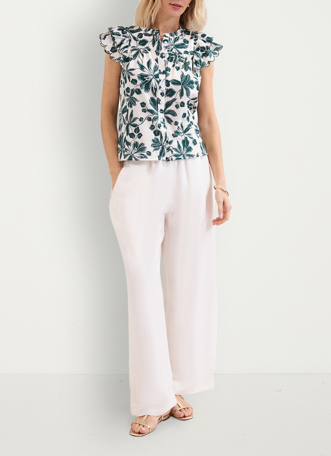 Phase Eight Rena blouse met bloemenprint - voorkant 2 donkergroen